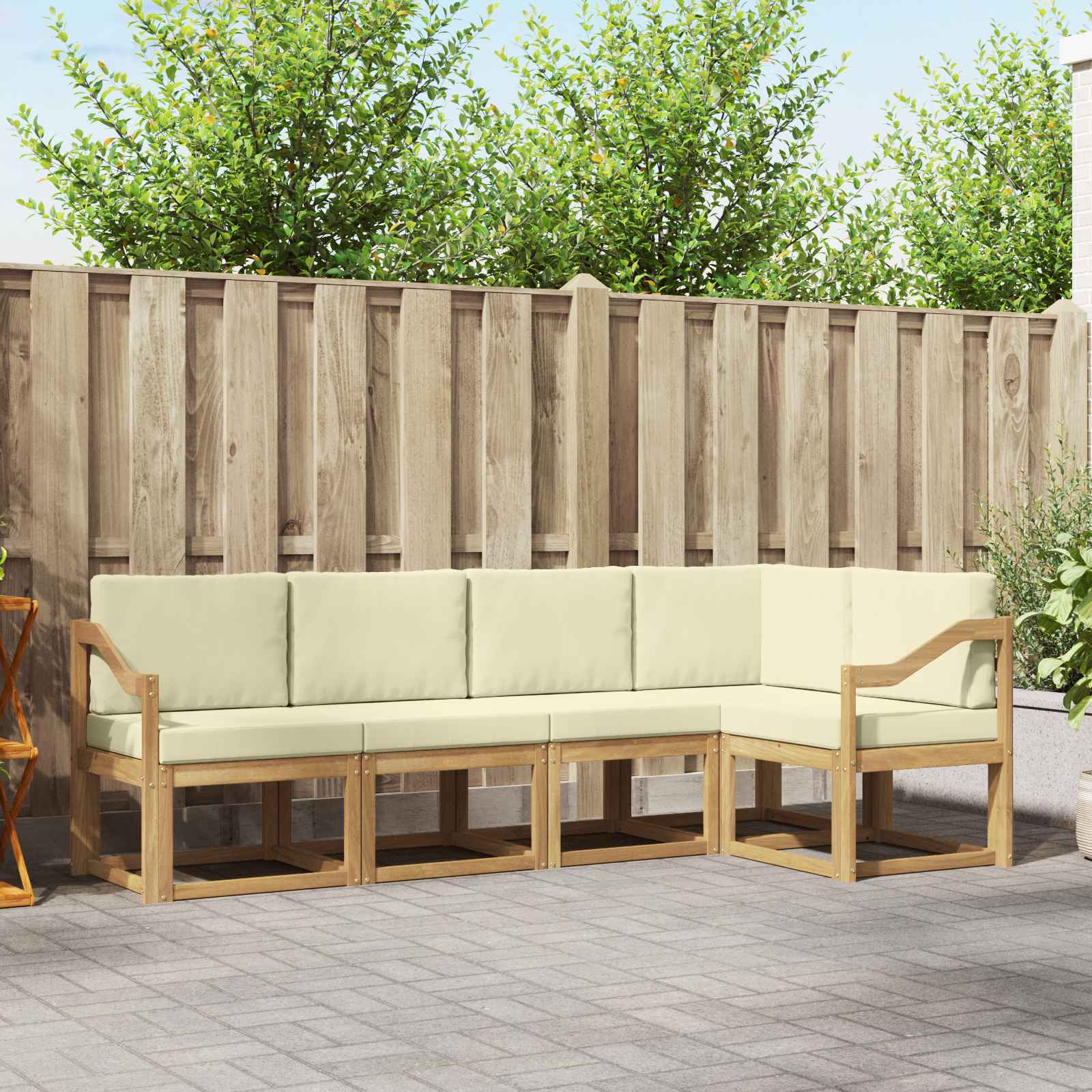 vidaXL Bankstel 5 pcs Naturel