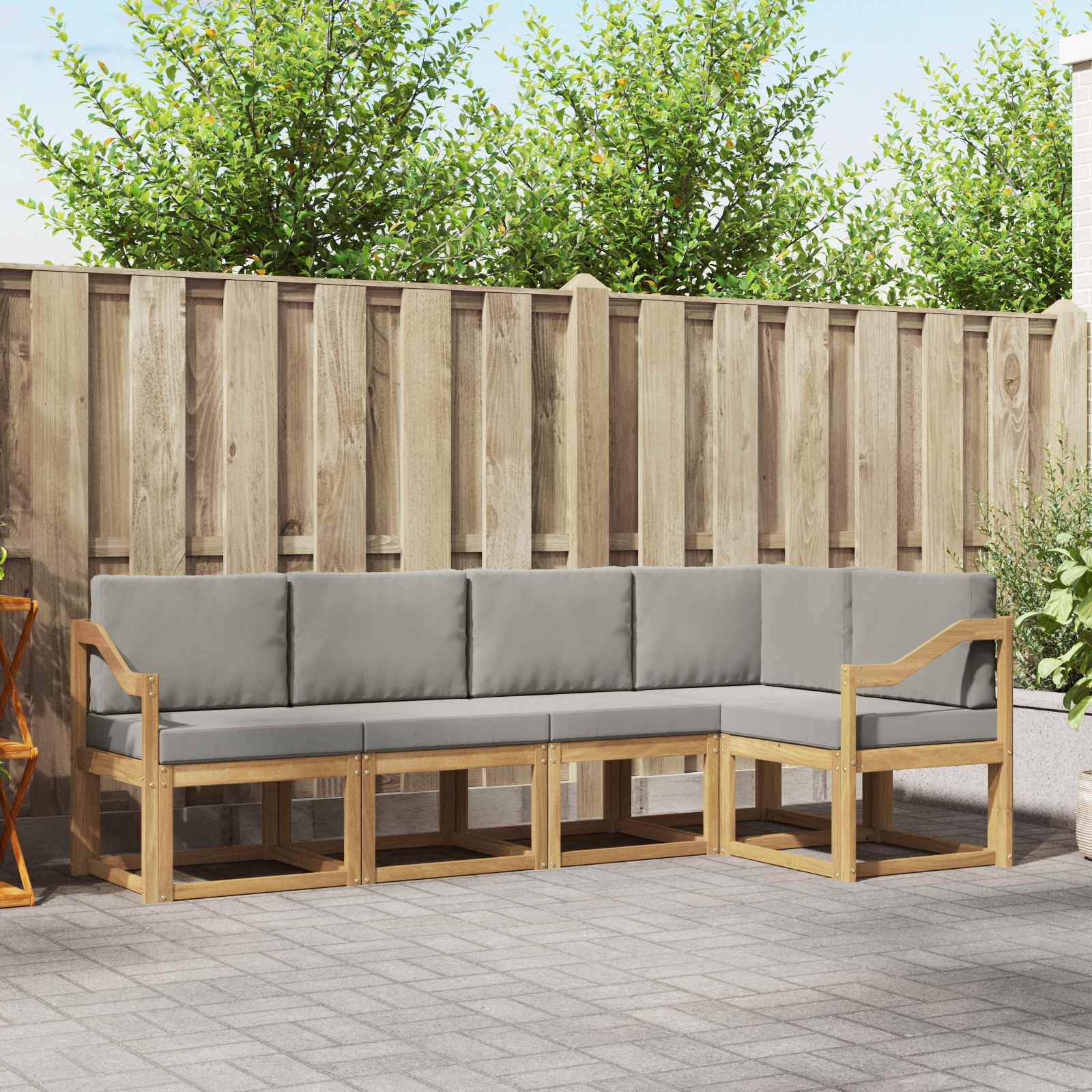 vidaXL Bankstel 5 pcs Naturel