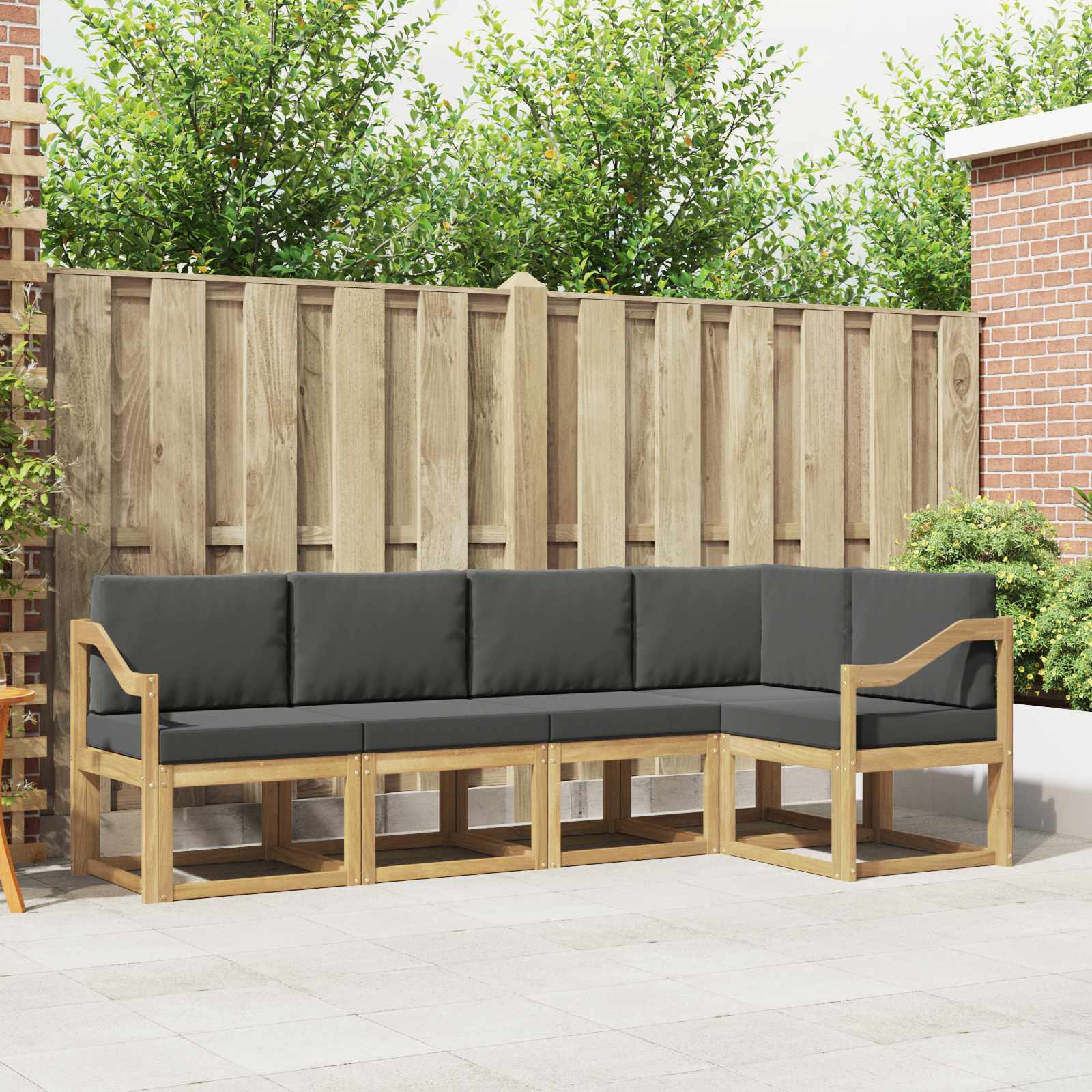 vidaXL Bankstel 5 pcs Naturel
