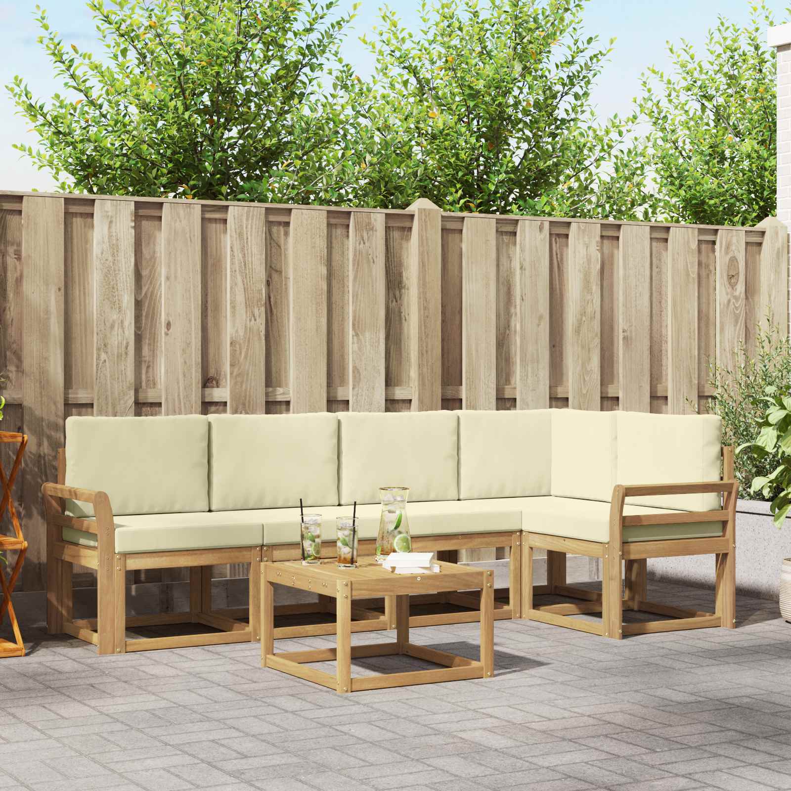 vidaXL Bankstel 6 pcs Naturel Massief Acaciahout