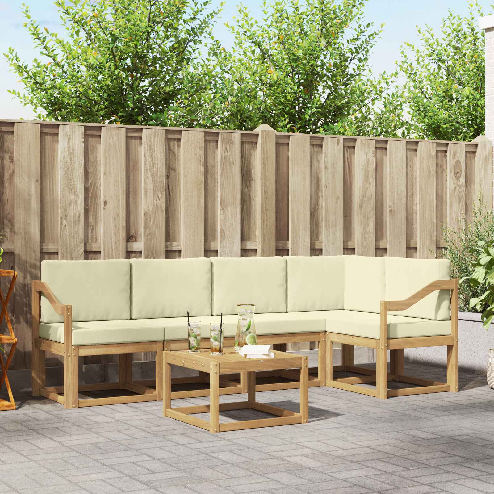 vidaXL Bankstel 6 pcs Naturel Massief Acaciahout