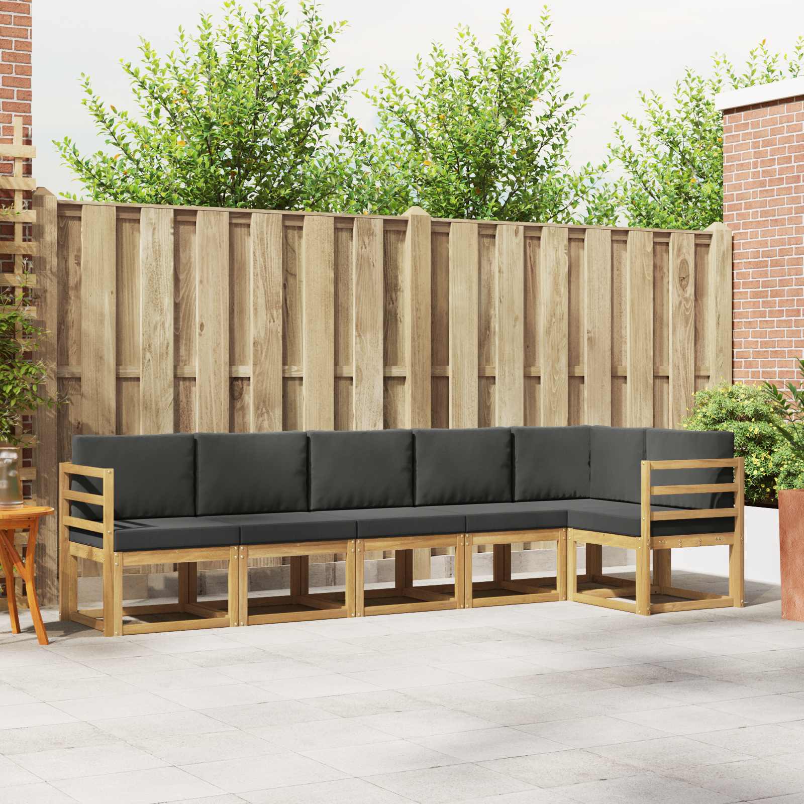 vidaXL Bankstel met kussen 6 pcs Natuurlijk en Crème