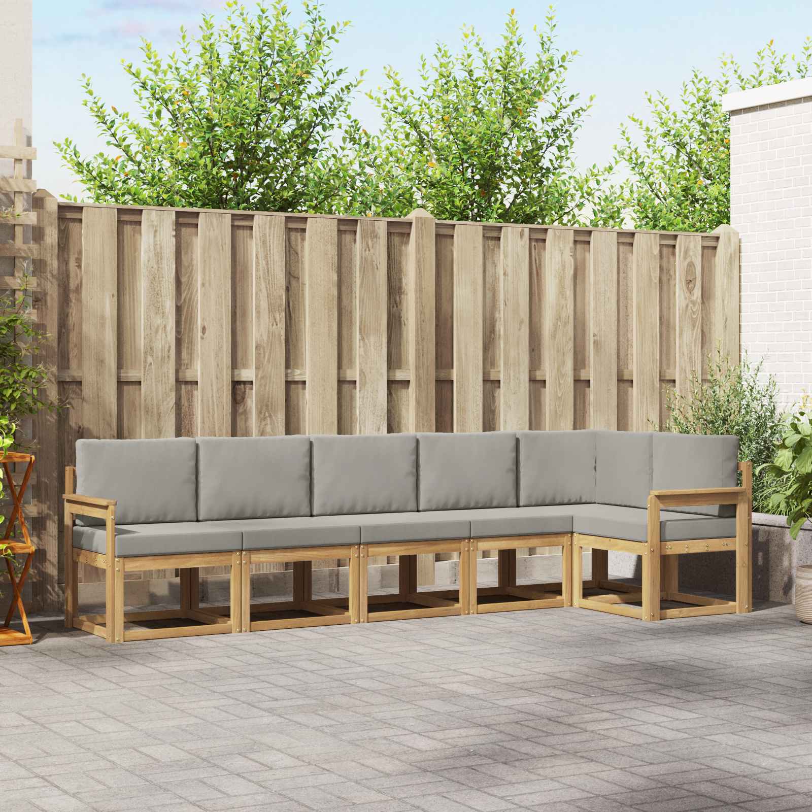 vidaXL Bankstel met kussen 6 pcs Natuurlijk en Crème