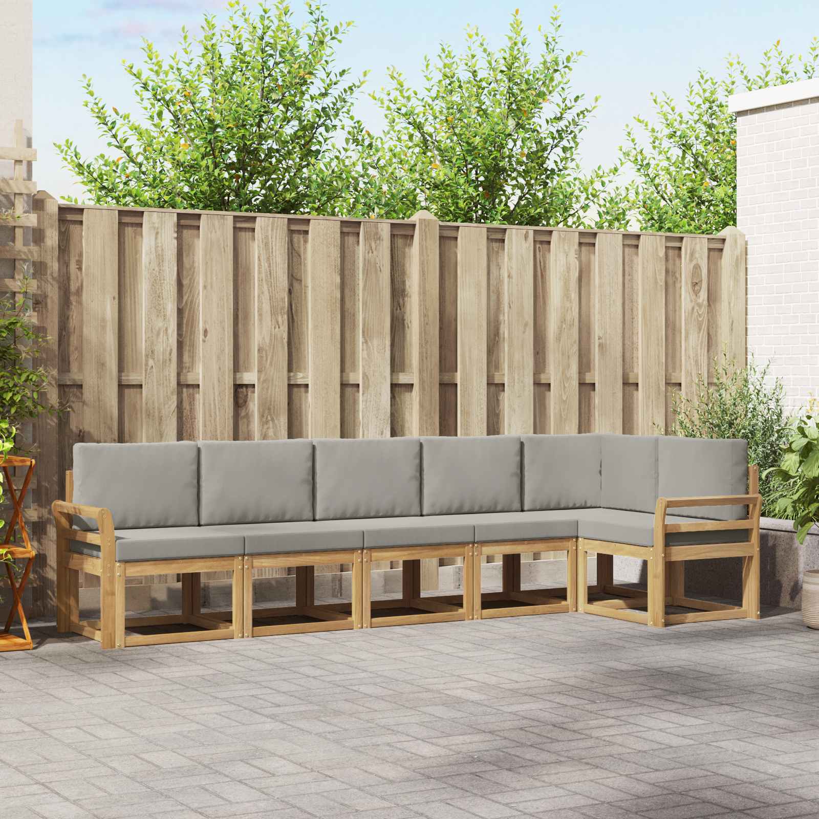 vidaXL Bankstel met kussen 6 pcs Natuurlijk en Crème