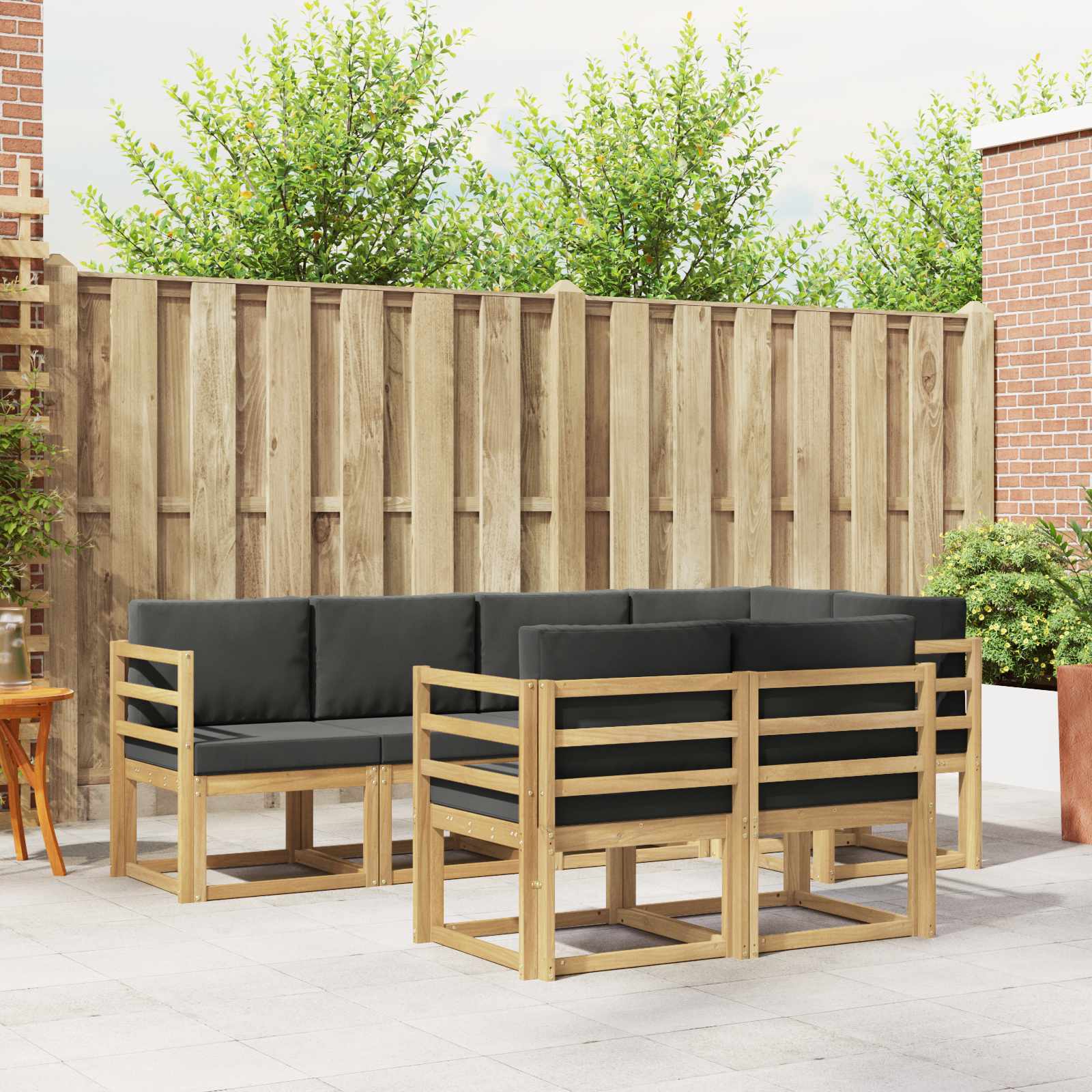 vidaXL Bankstel met kussen 7 pcs Natuurlijk en Crème