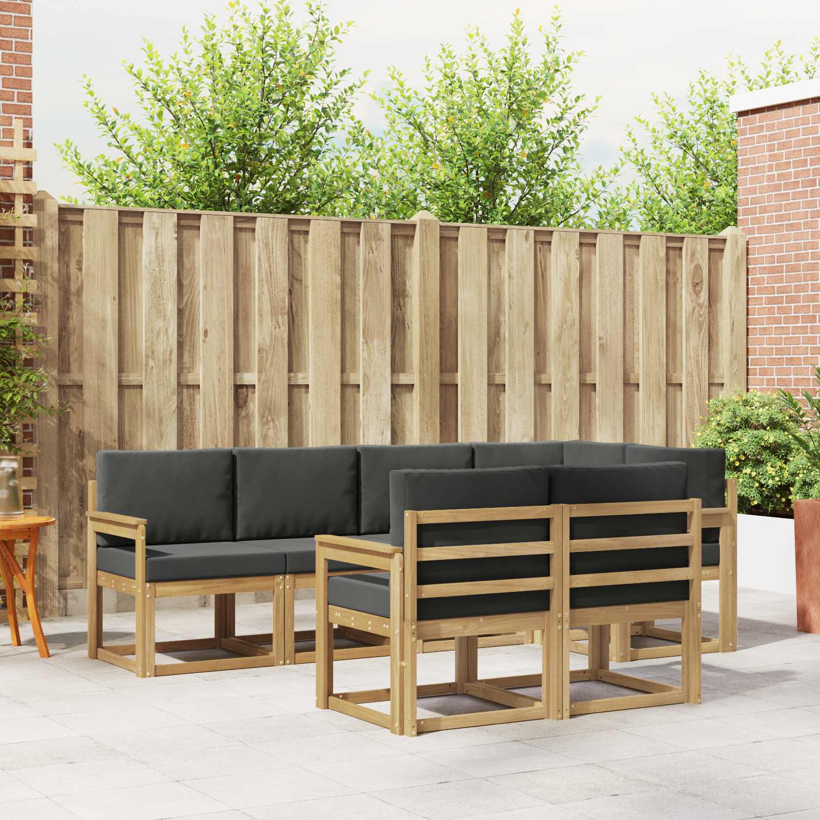 vidaXL Bankstel met kussen 7 pcs Natuurlijk en Crème