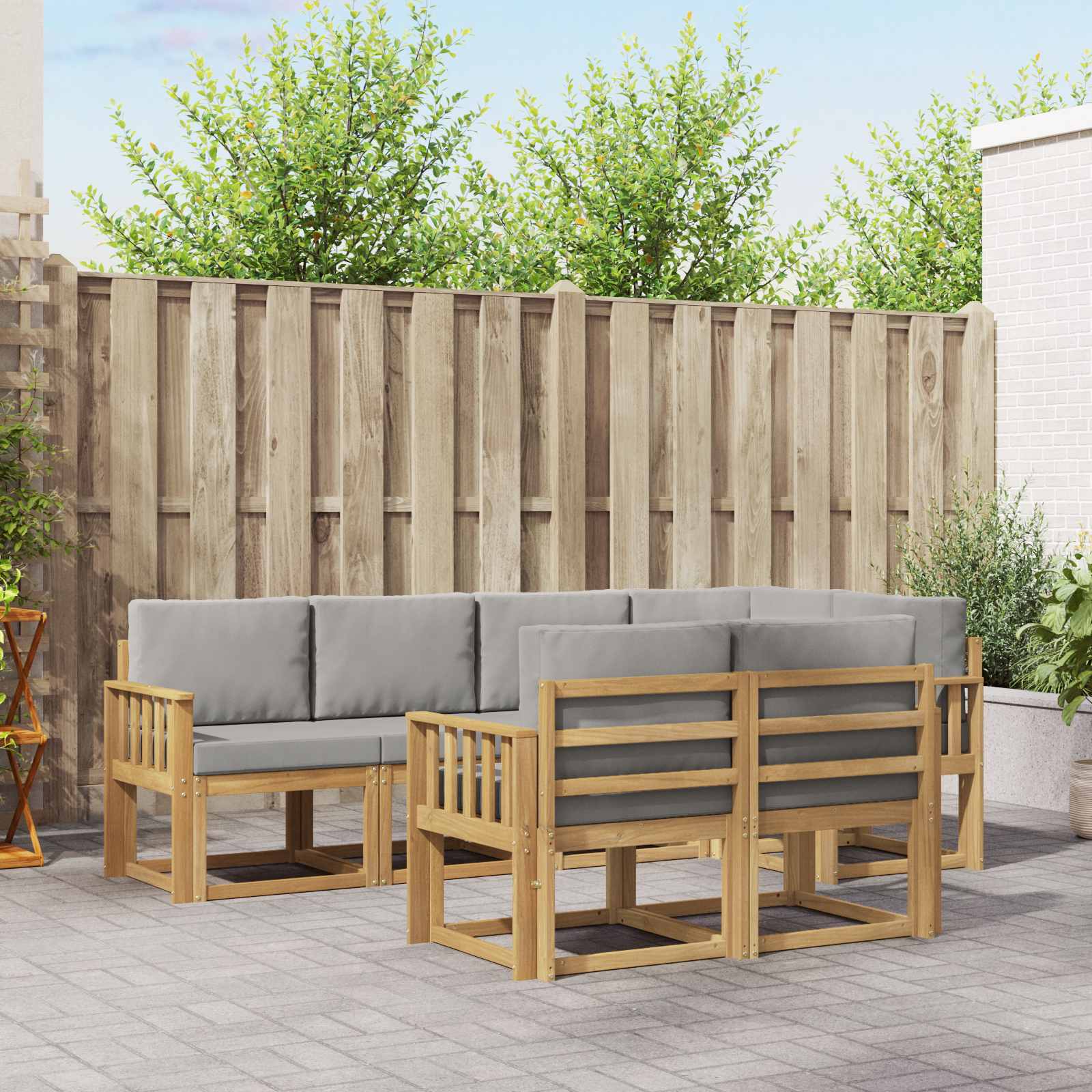 vidaXL Bankstel met kussen 7 pcs Natuurlijk en Crème