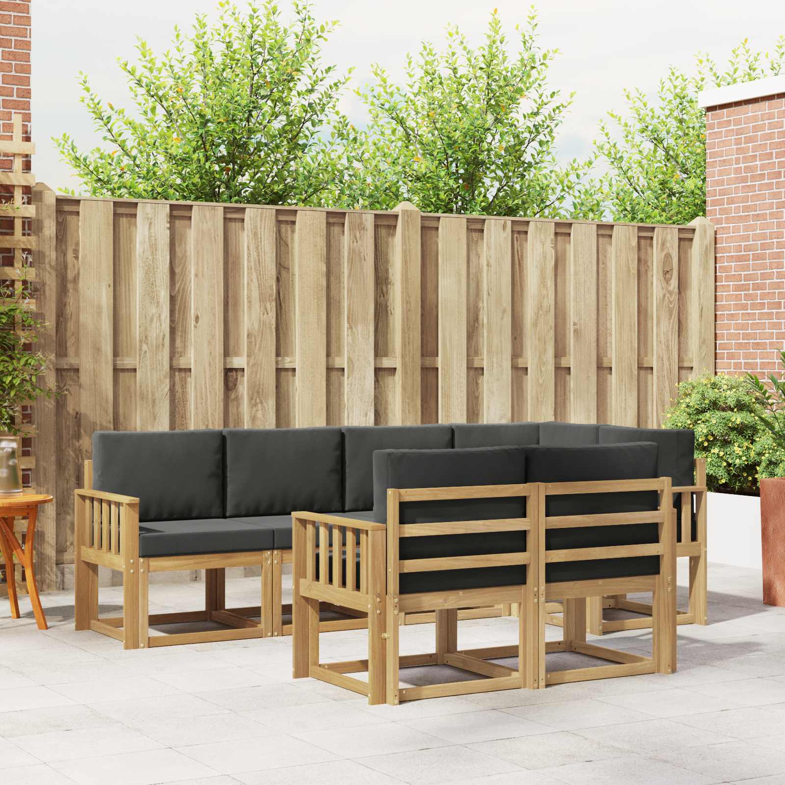 vidaXL Bankstel met kussen 7 pcs Natuurlijk en Crème