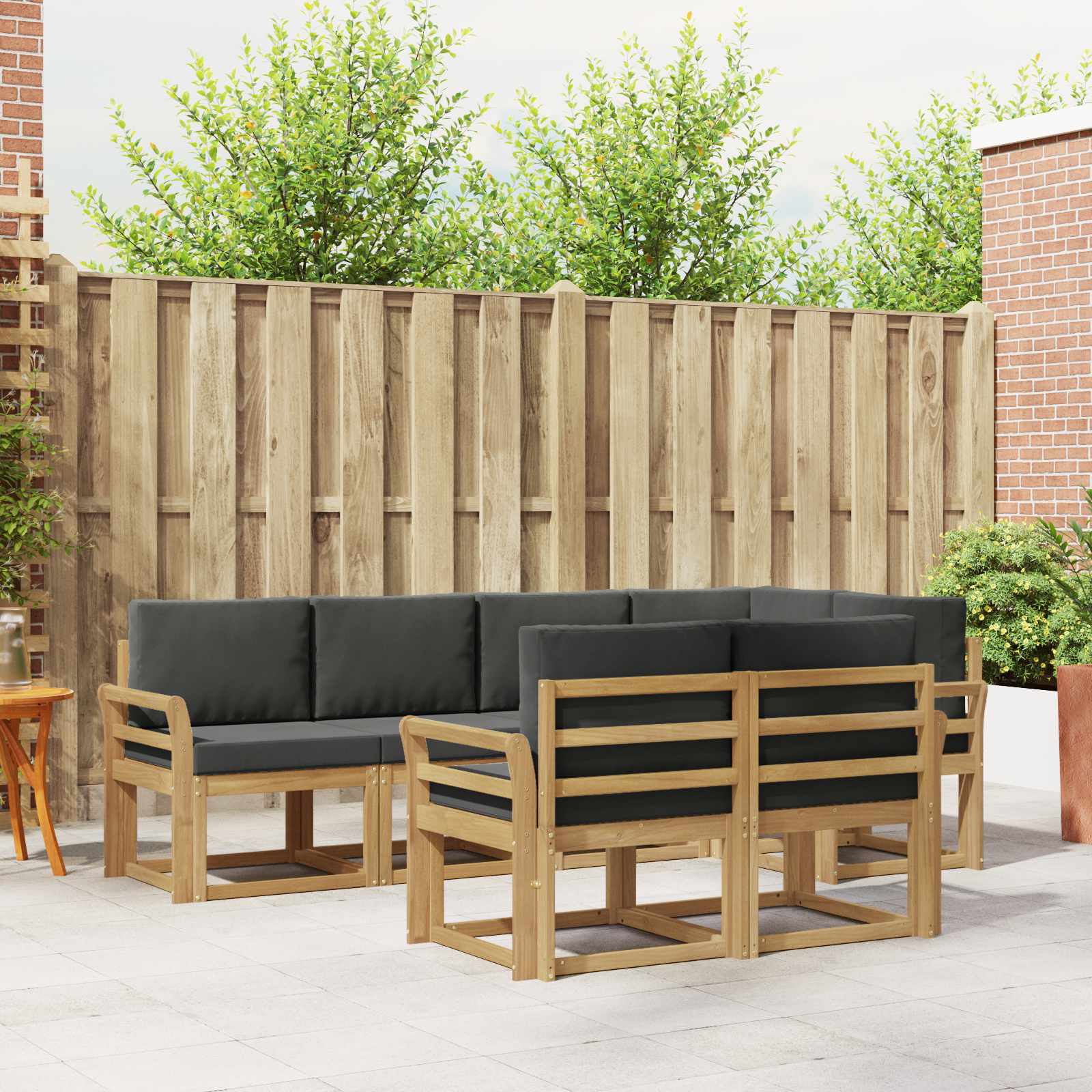 vidaXL Bankstel met kussen 7 pcs Natuurlijk en Crème