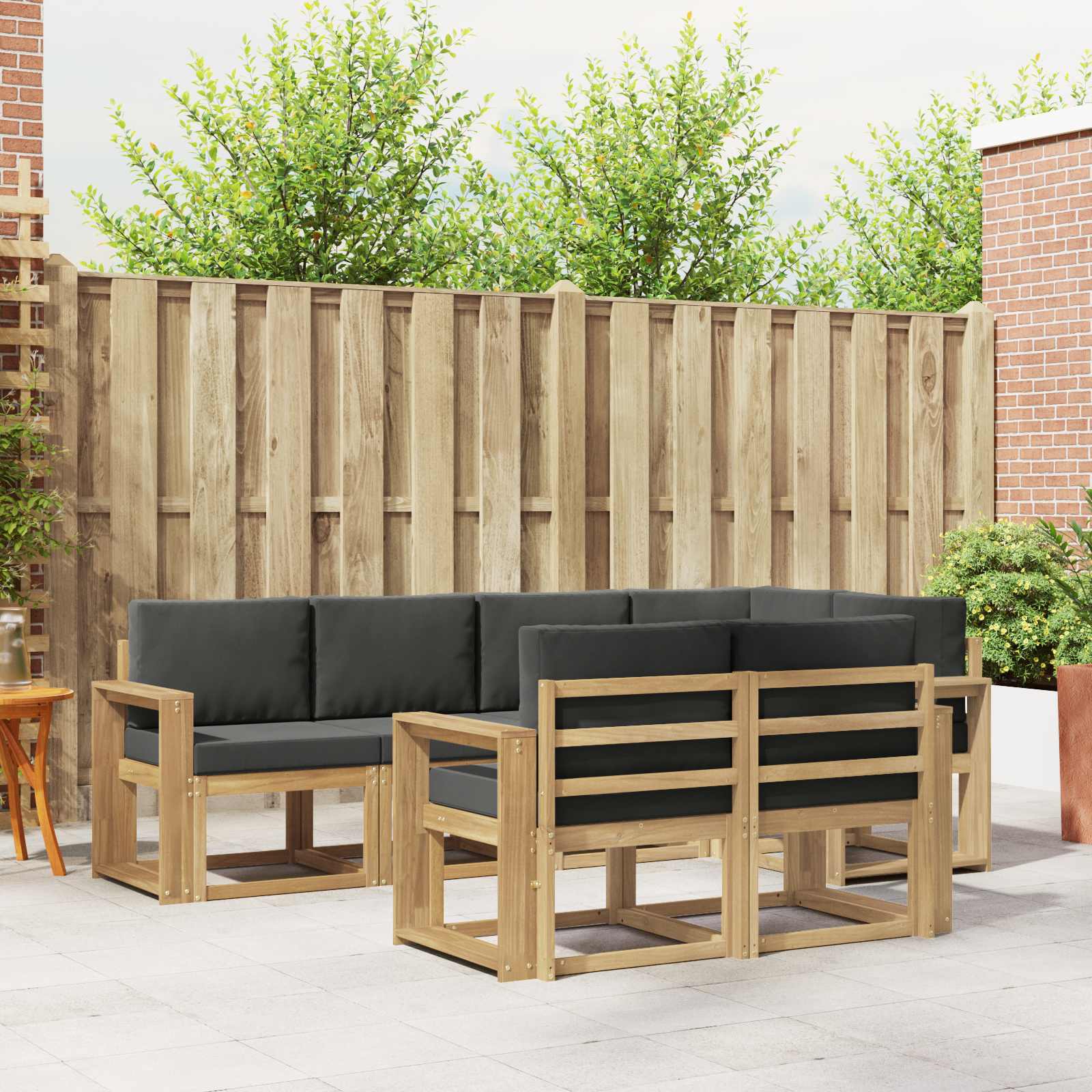 vidaXL Bankstel met kussen 7 pcs Natuurlijk en Crème