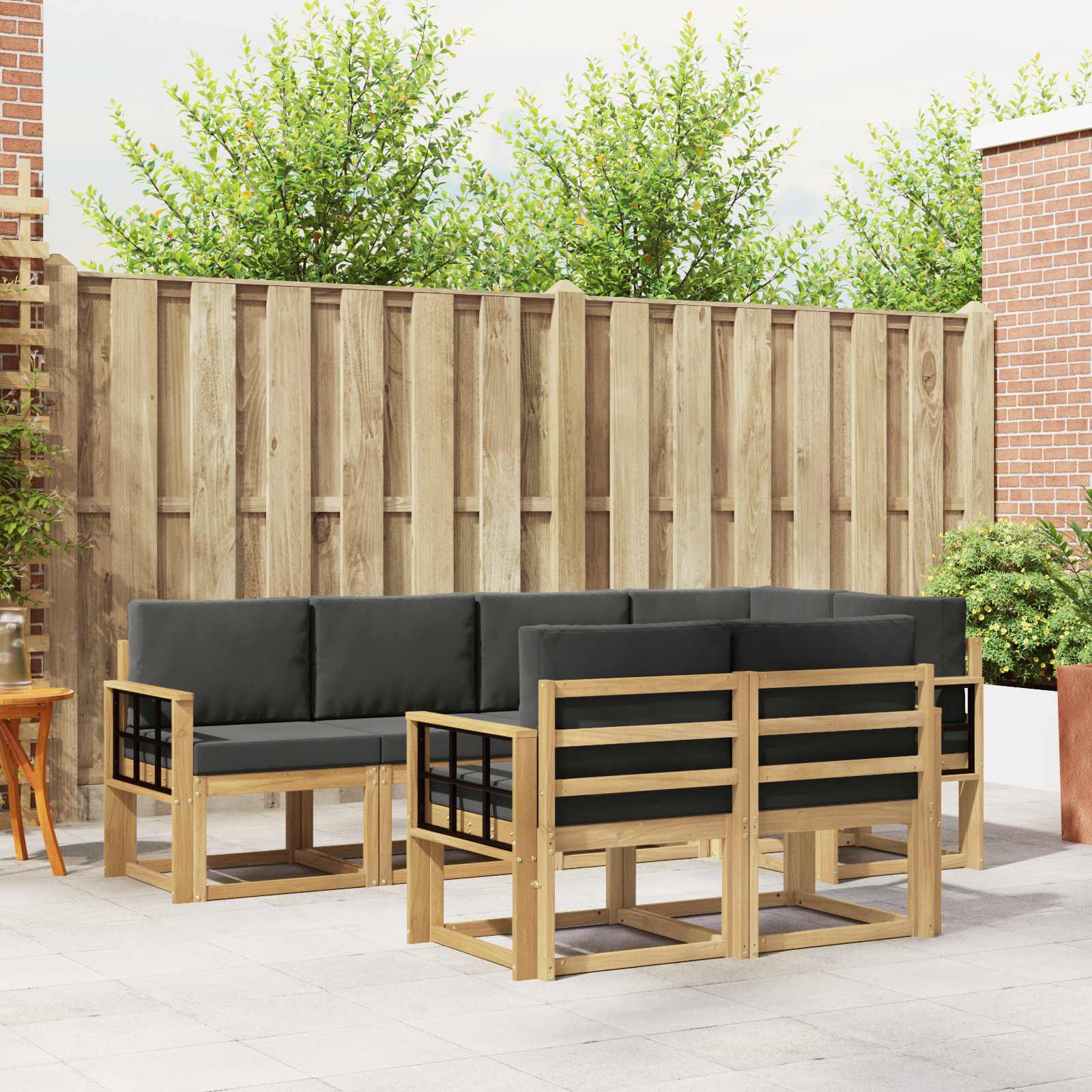 vidaXL Bankstel met kussen 7 pcs Natuurlijk en Crème