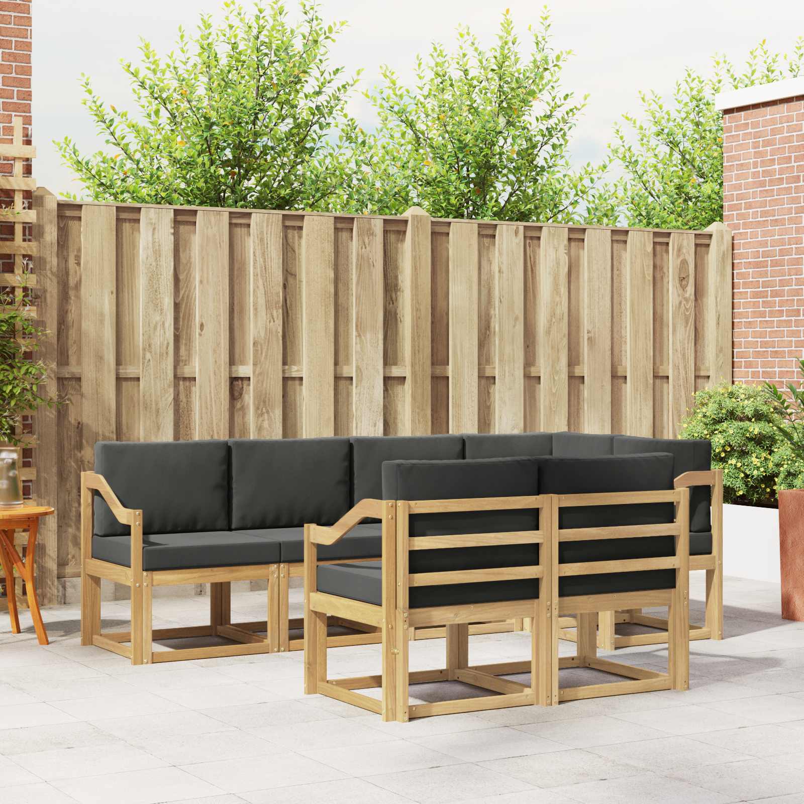 vidaXL Bankstel met kussen 7 pcs Natuurlijk en Crème