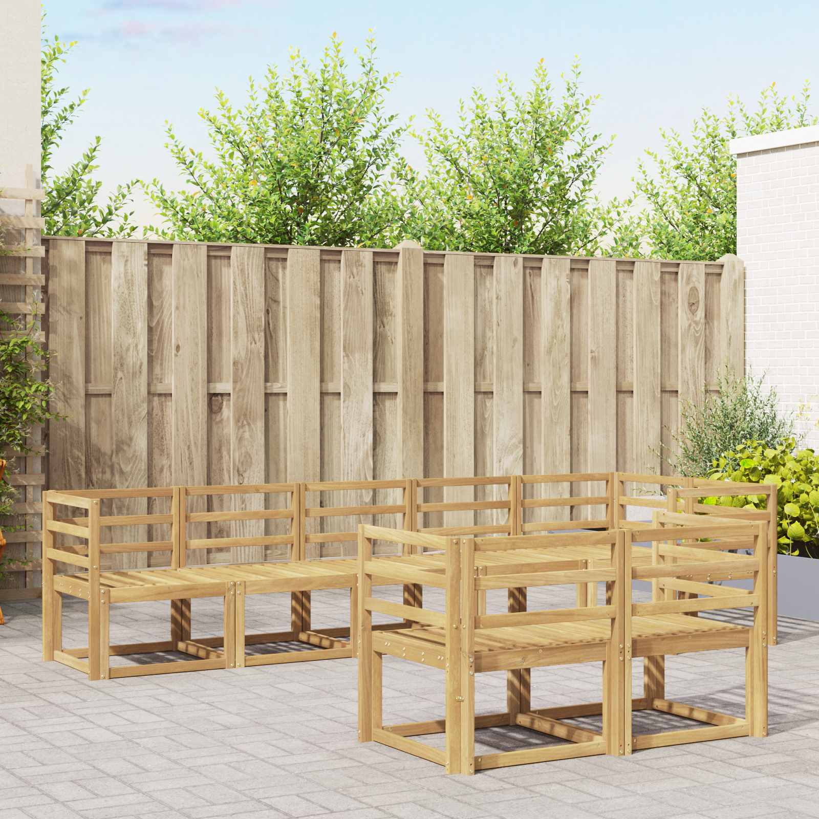 vidaXL Buiten bankenset met kussen 8 pcs Natuurlijk en Crème