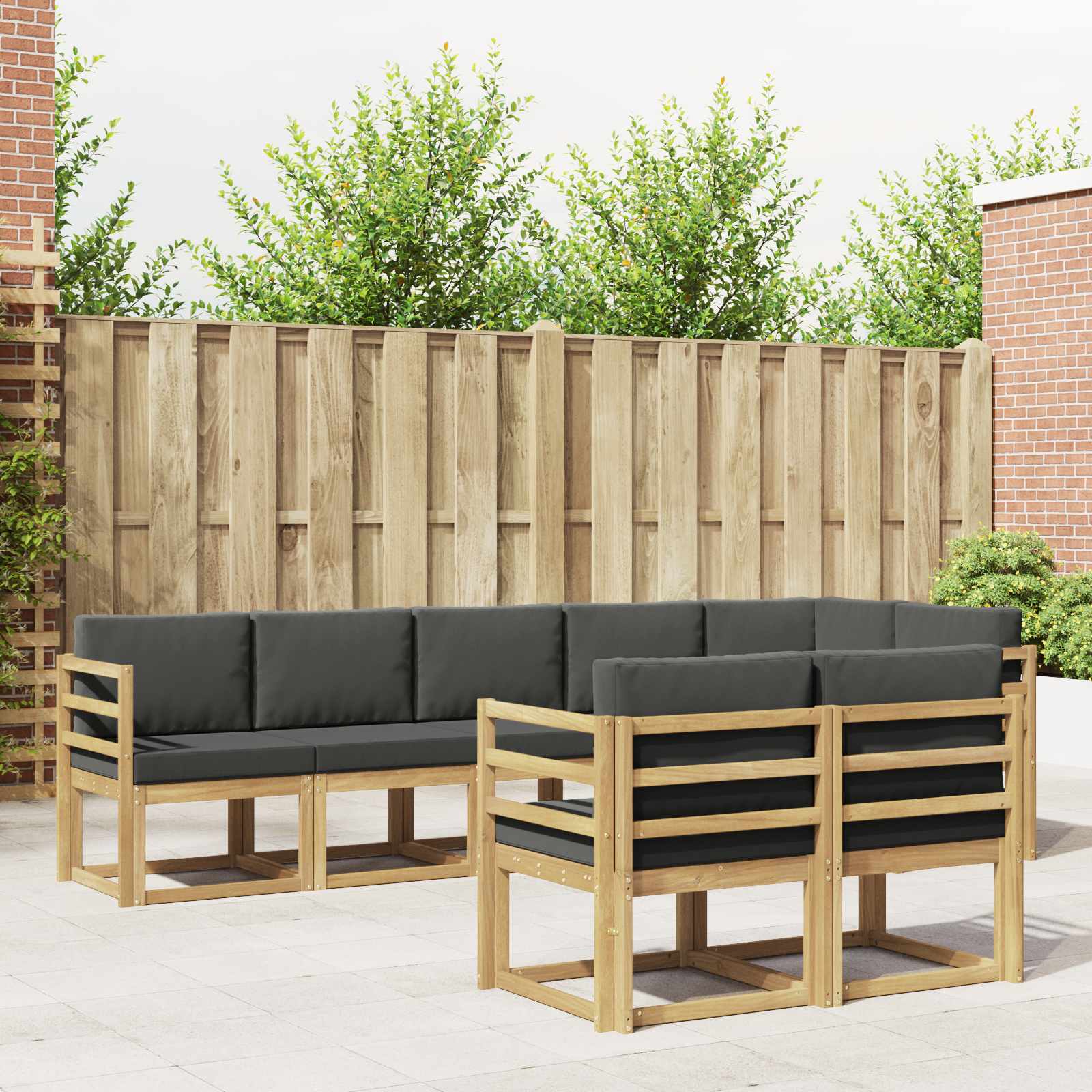 vidaXL Buiten bankenset met kussen 8 pcs Natuurlijk en Crème