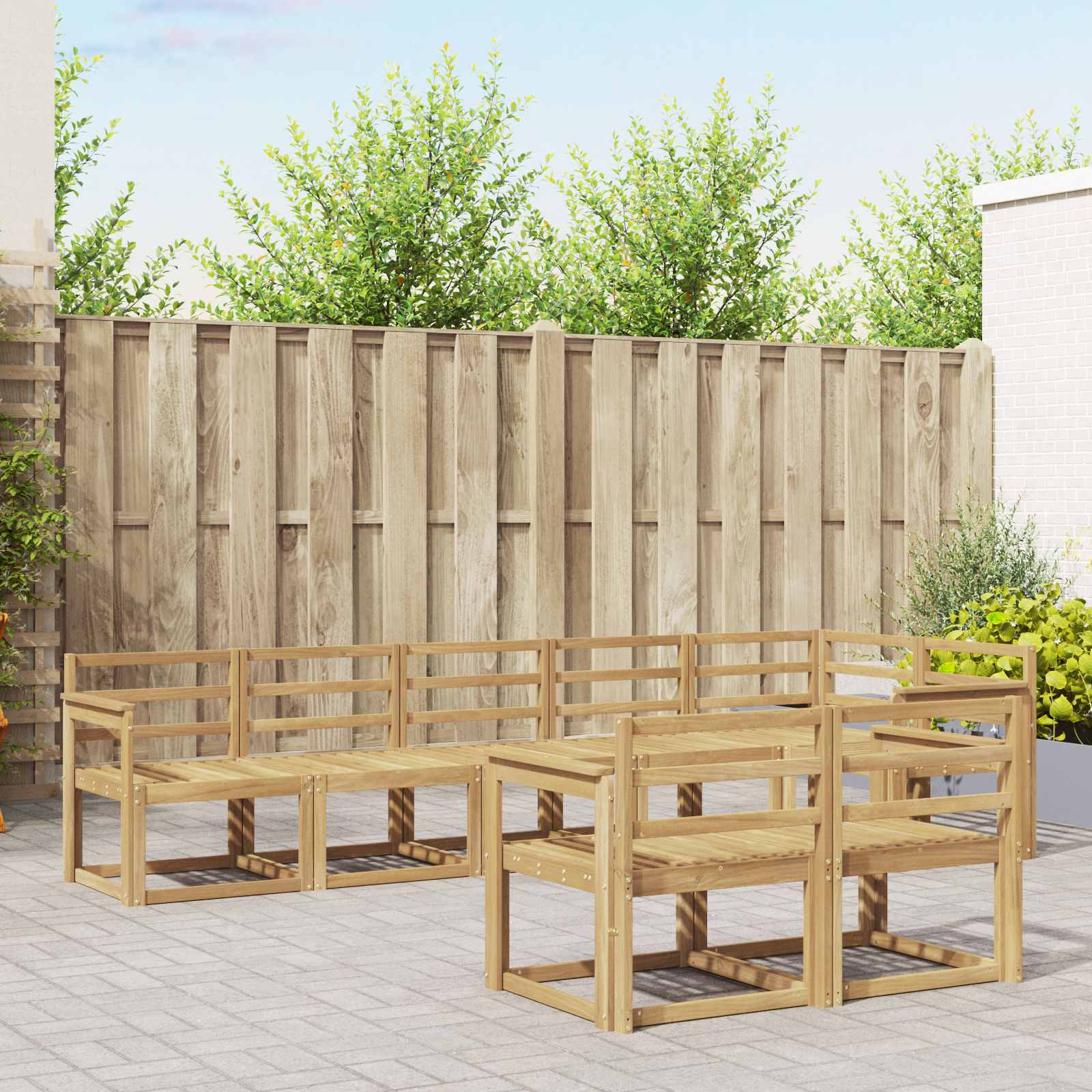 vidaXL Buiten bankenset met kussen 8 pcs Natuurlijk en Crème