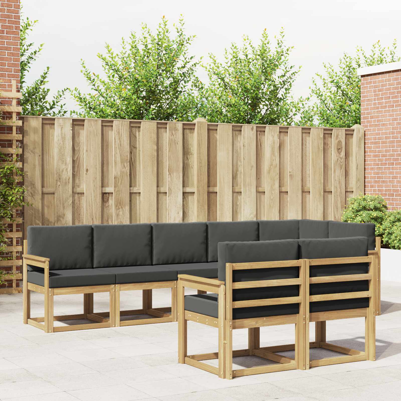 vidaXL Buiten bankenset met kussen 8 pcs Natuurlijk en Crème