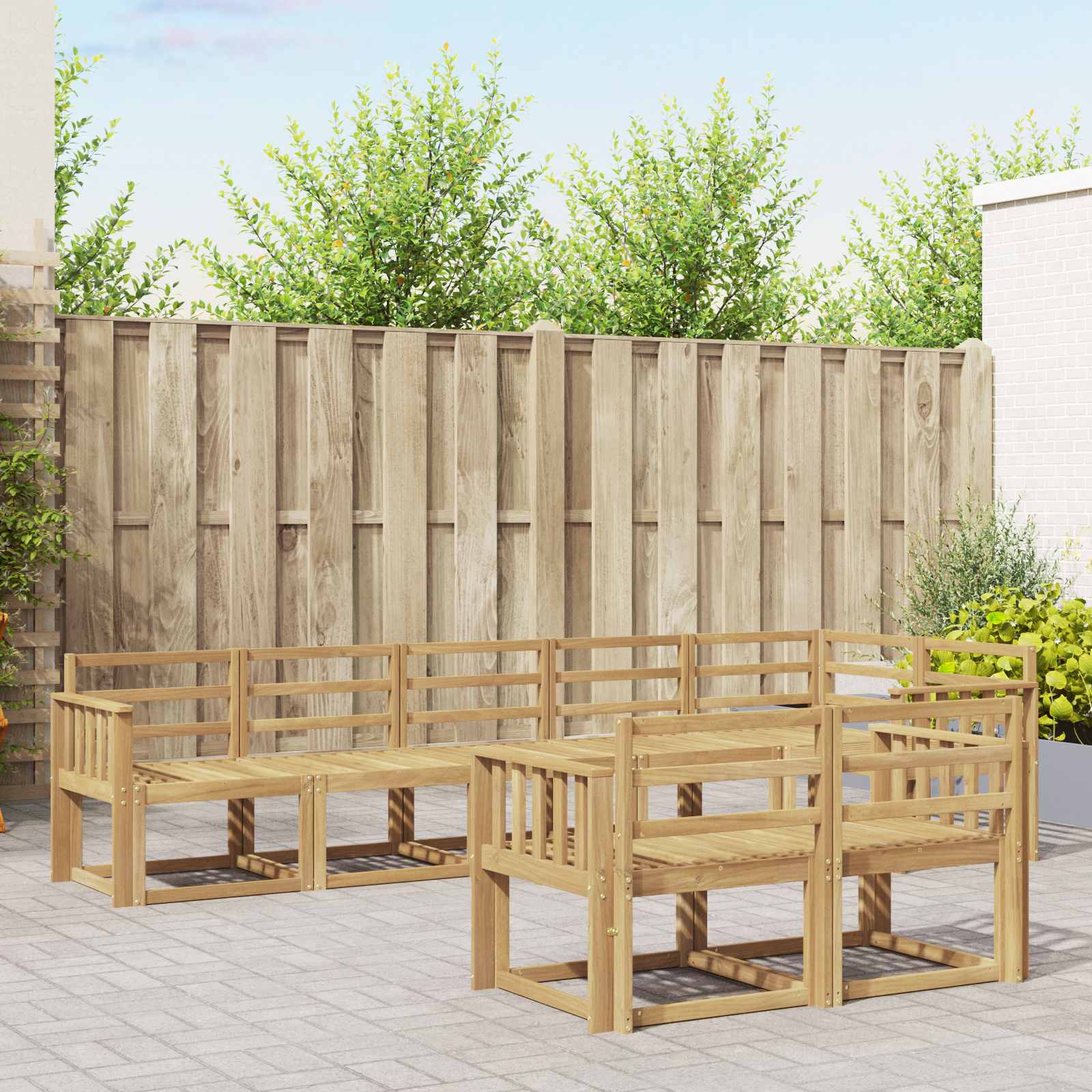 vidaXL Buiten bankenset met kussen 8 pcs Natuurlijk en Crème