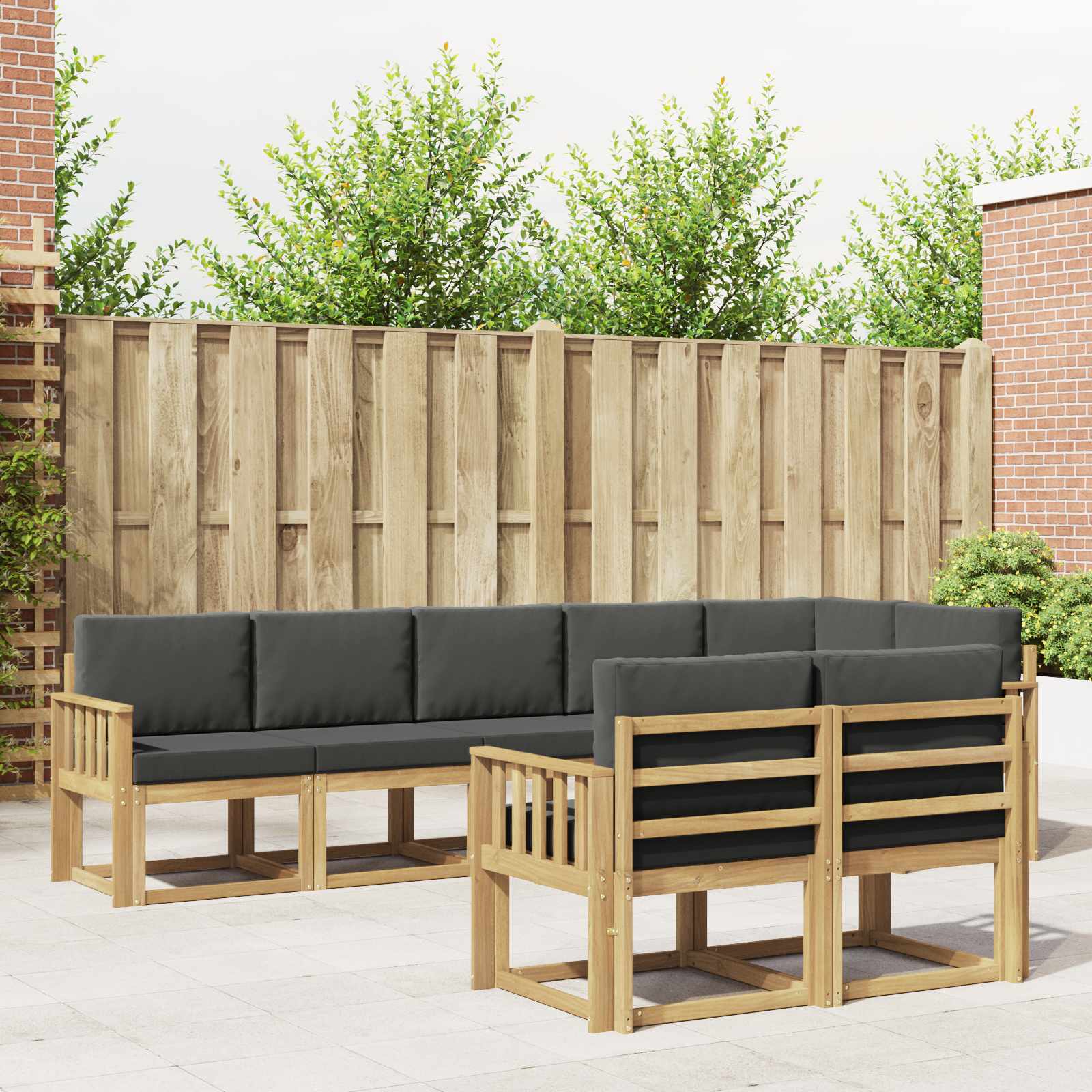 vidaXL Buiten bankenset met kussen 8 pcs Natuurlijk en Crème