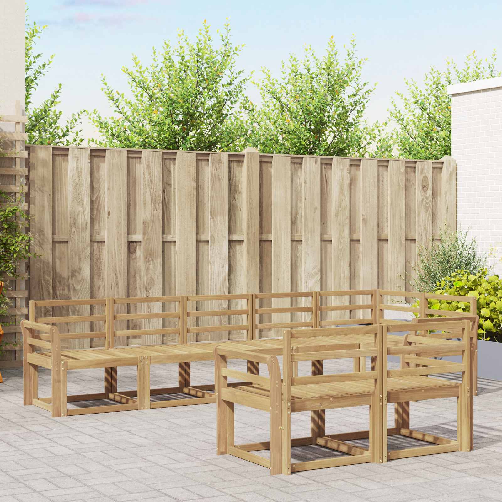 vidaXL Buiten bankenset met kussen 8 pcs Natuurlijk en Crème