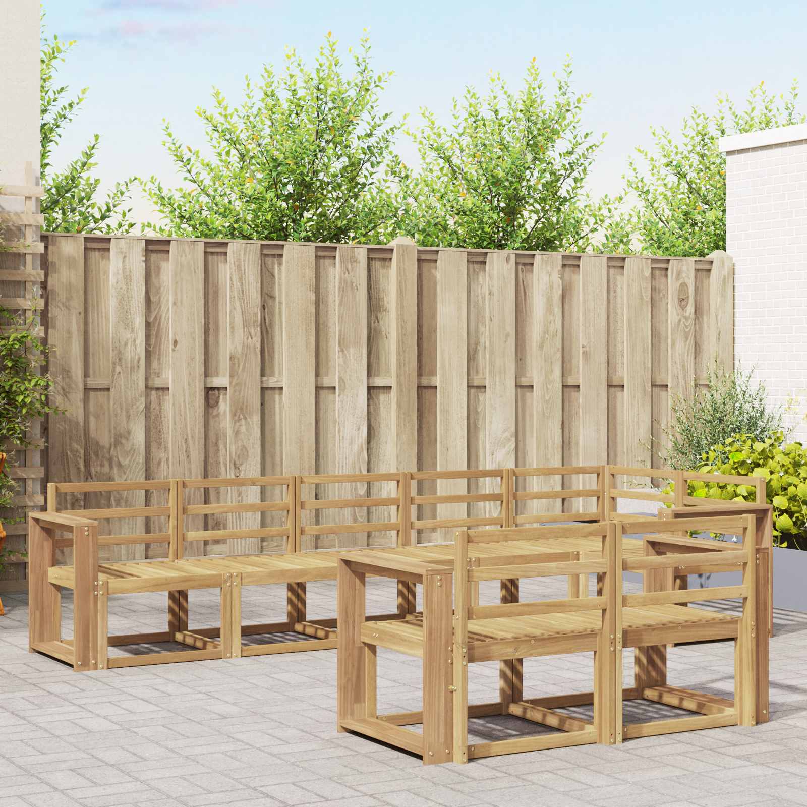 vidaXL Buiten bankenset met kussen 8 pcs Natuurlijk en Crème