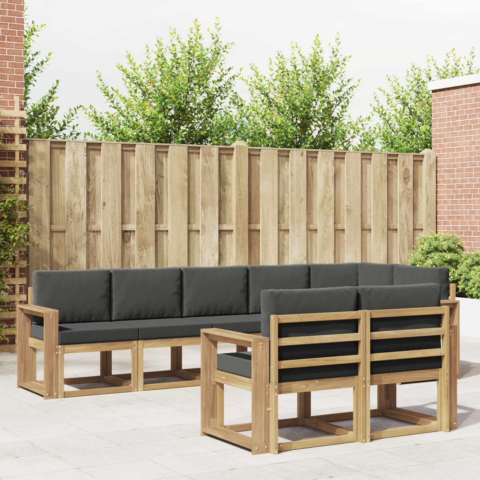 vidaXL Buiten bankenset met kussen 8 pcs Natuurlijk en Crème
