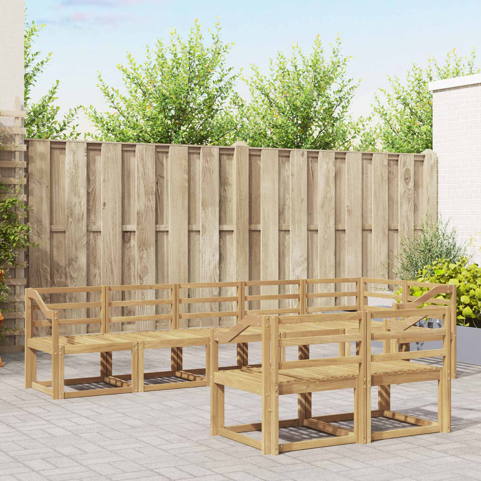 vidaXL Buiten bankenset met kussen 8 pcs Natuurlijk en Crème