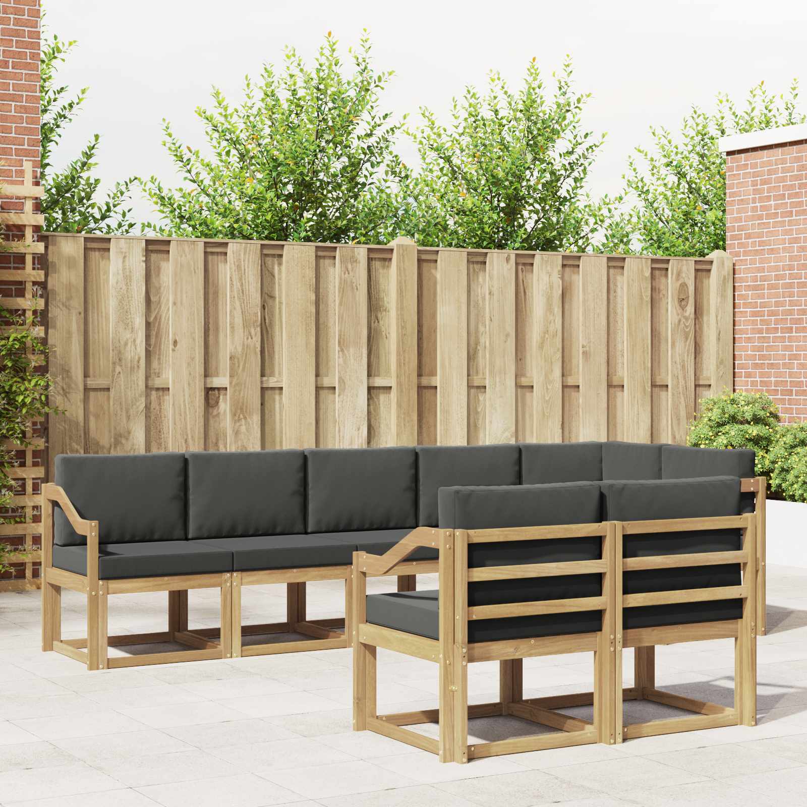 vidaXL Buiten bankenset met kussen 8 pcs Natuurlijk en Crème