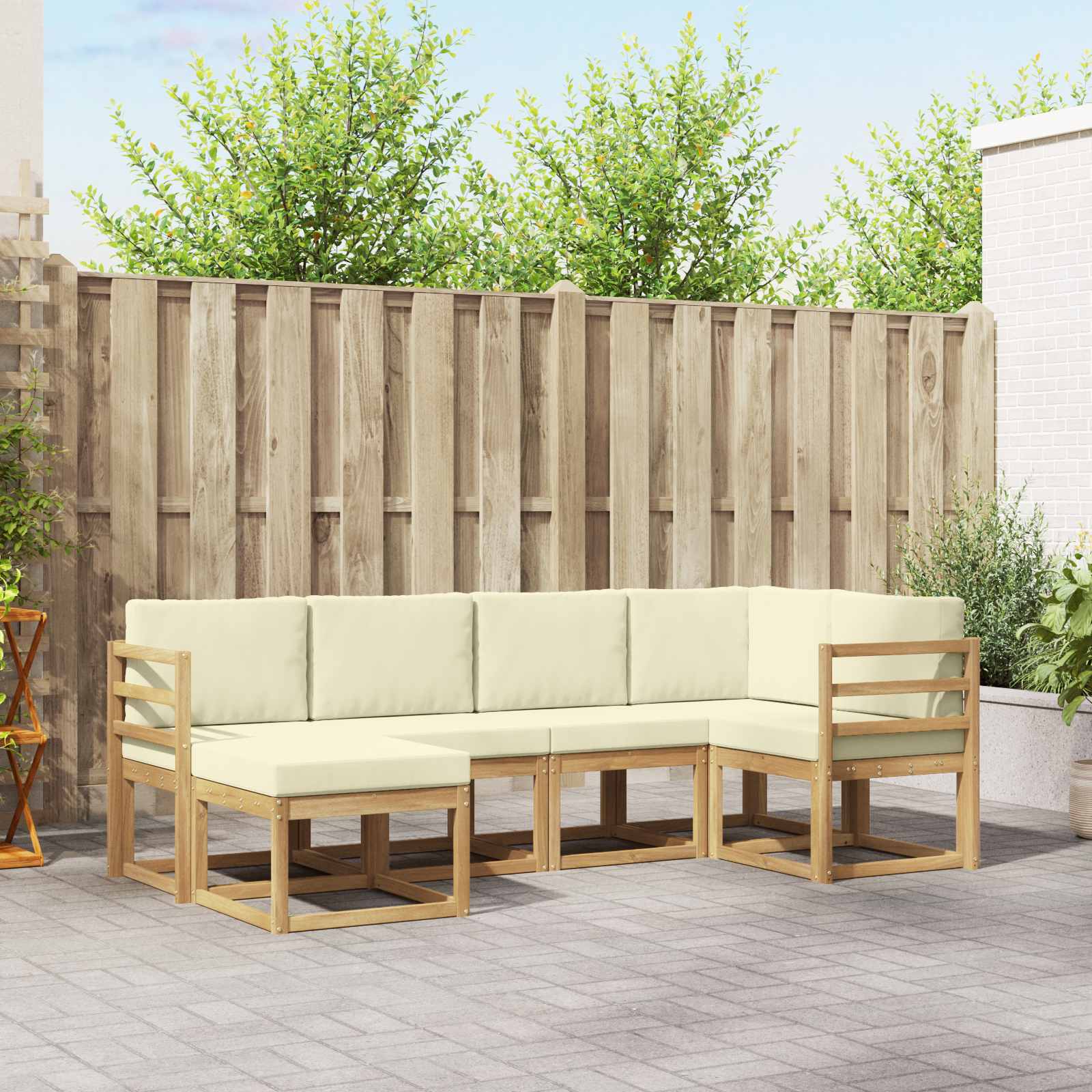 vidaXL Bankstel 6 pcs Naturel
