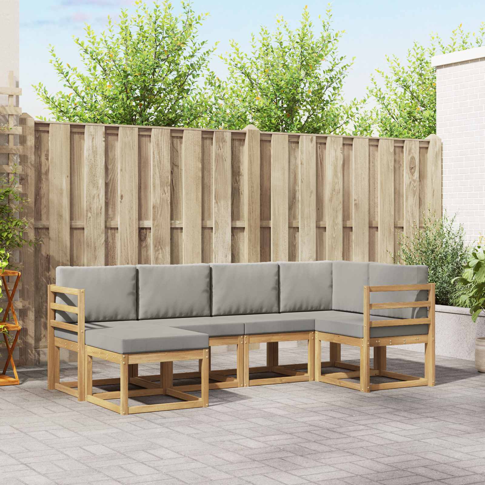 vidaXL Bankstel 6 pcs Naturel