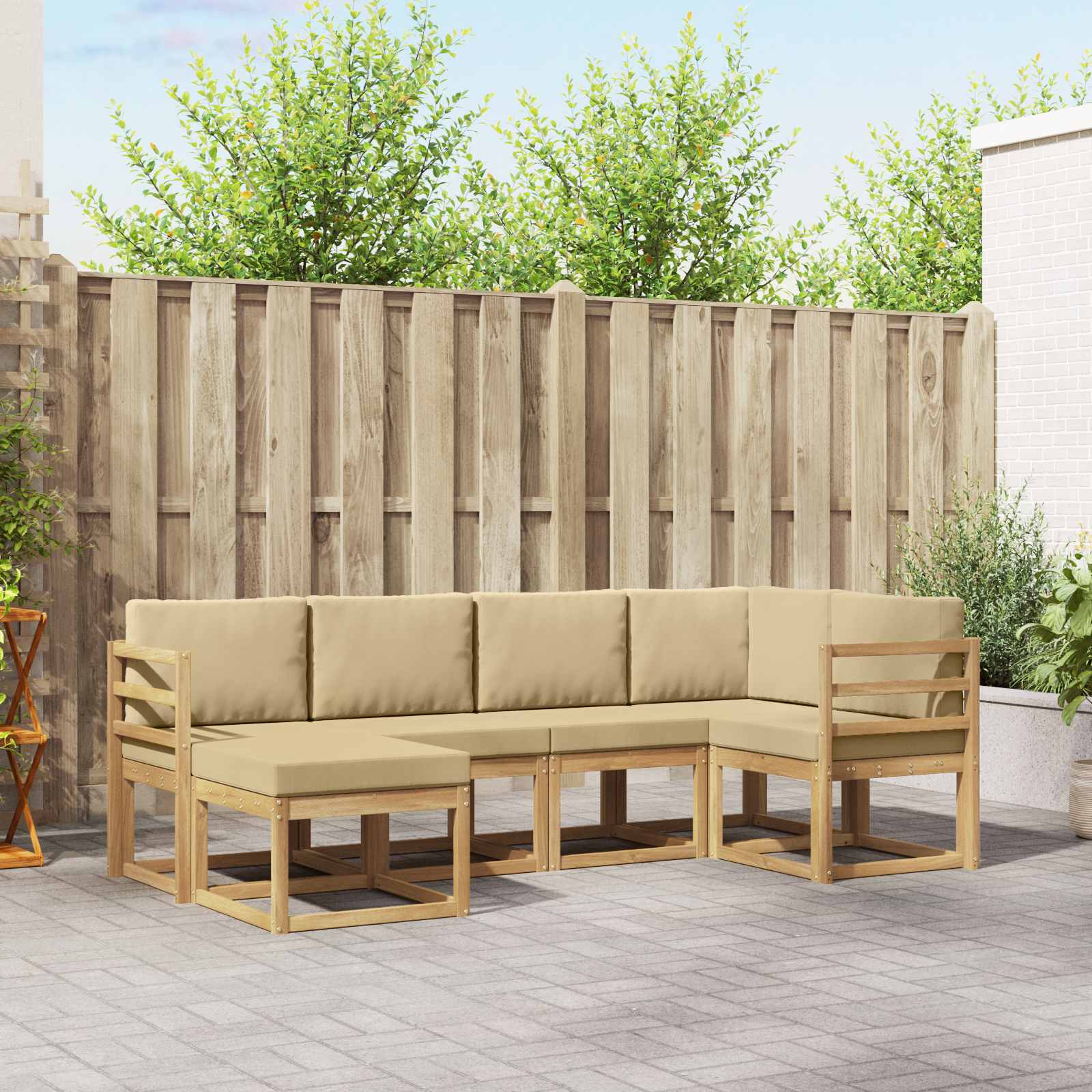 vidaXL Bankstel 6 pcs Naturel