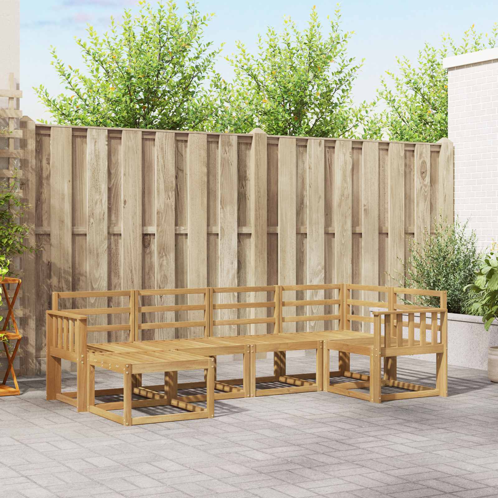 vidaXL Bankstel 6 pcs Naturel