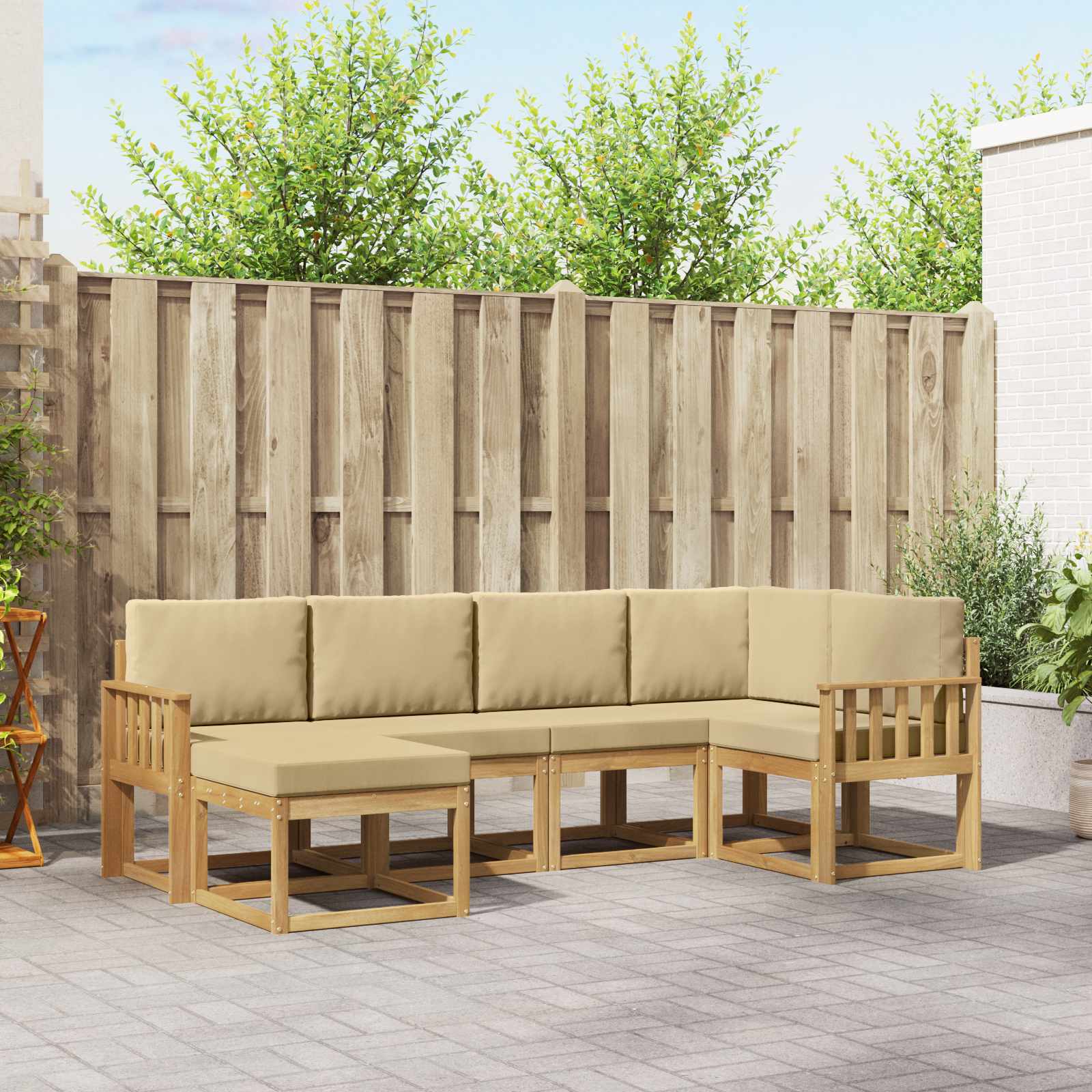 vidaXL Bankstel 6 pcs Naturel