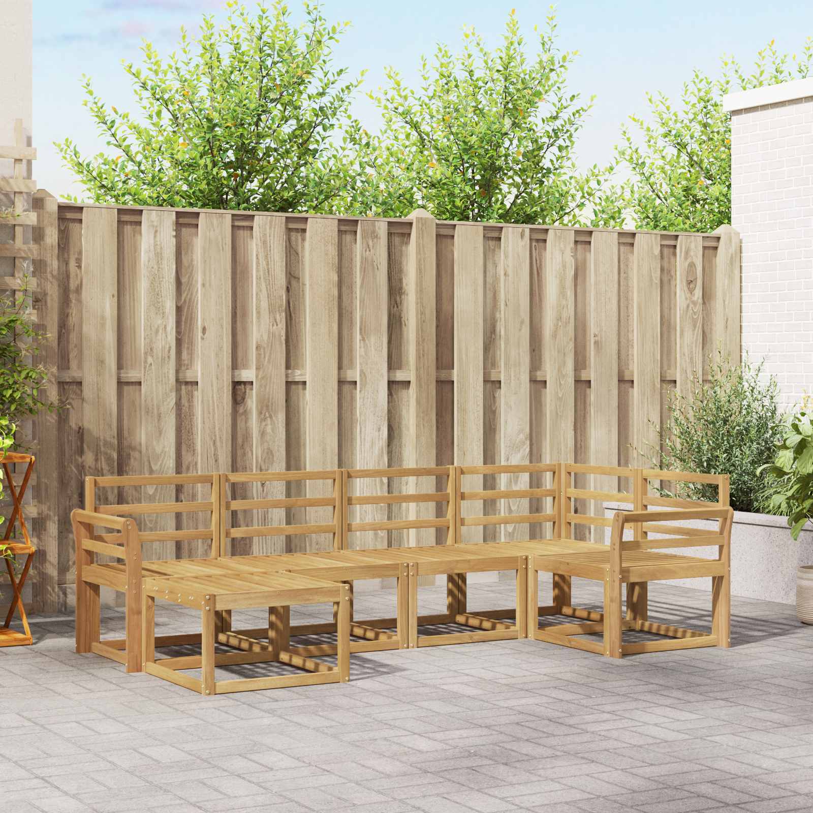 vidaXL Bankstel 6 pcs Naturel