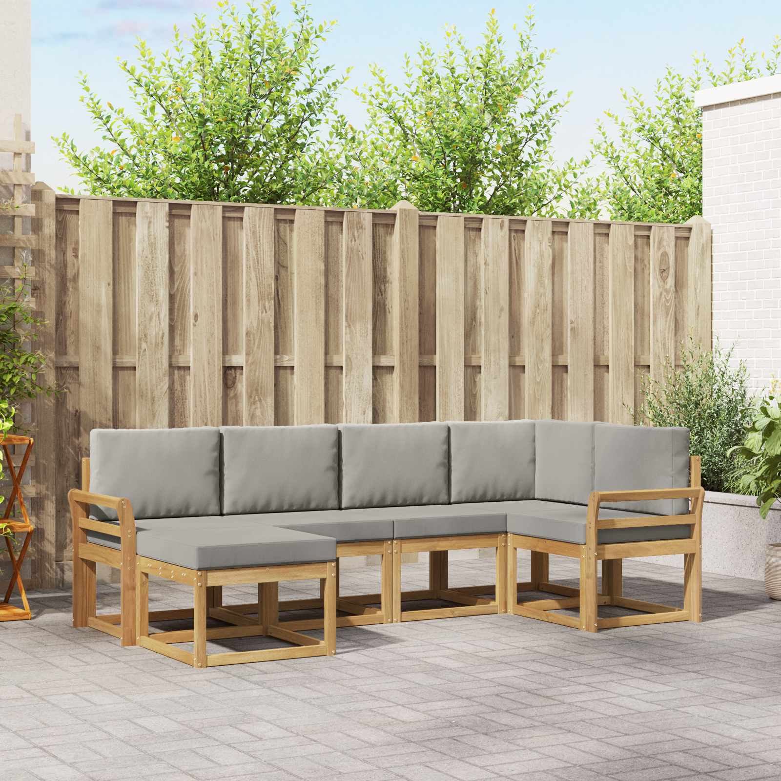 vidaXL Bankstel 6 pcs Naturel