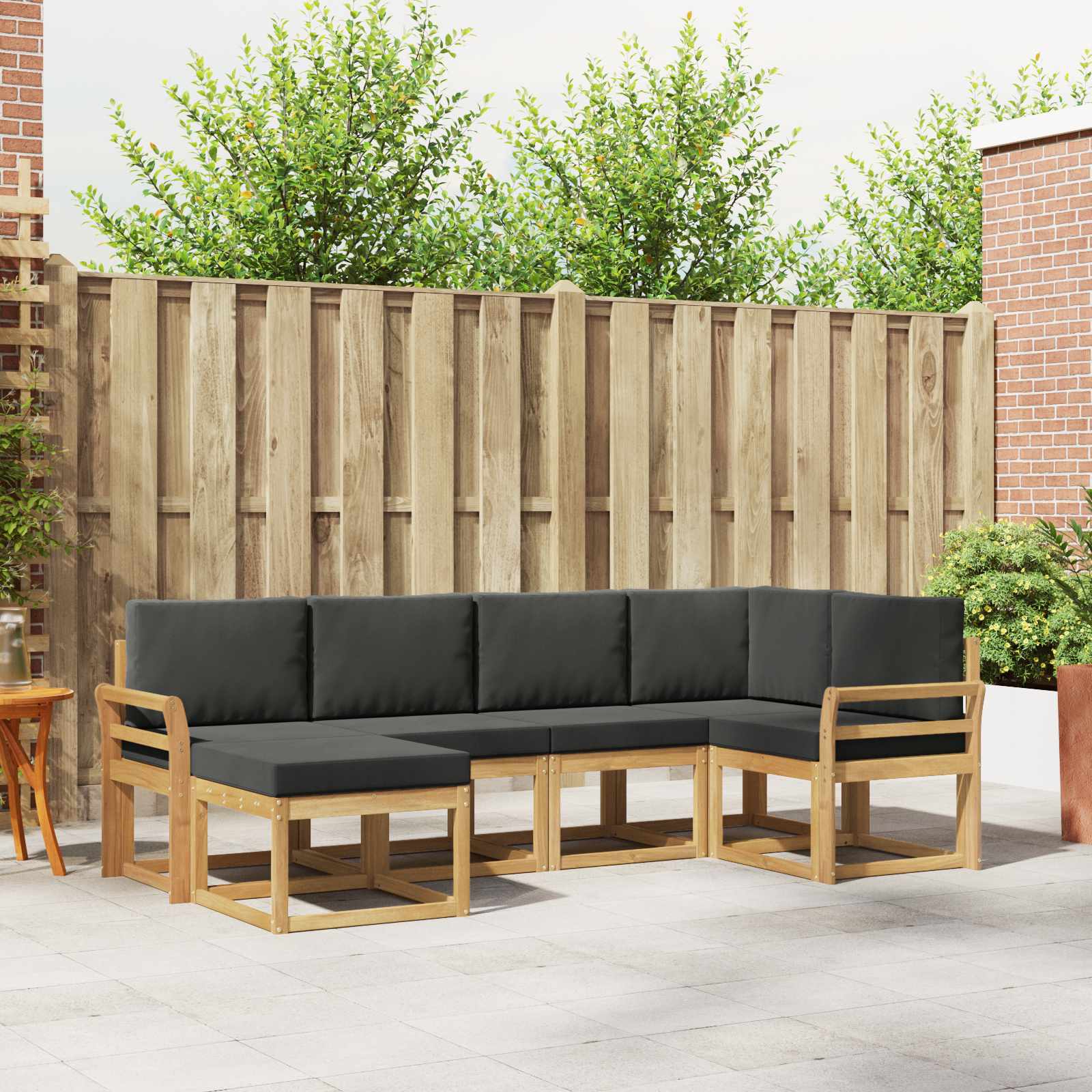 vidaXL Bankstel 6 pcs Naturel