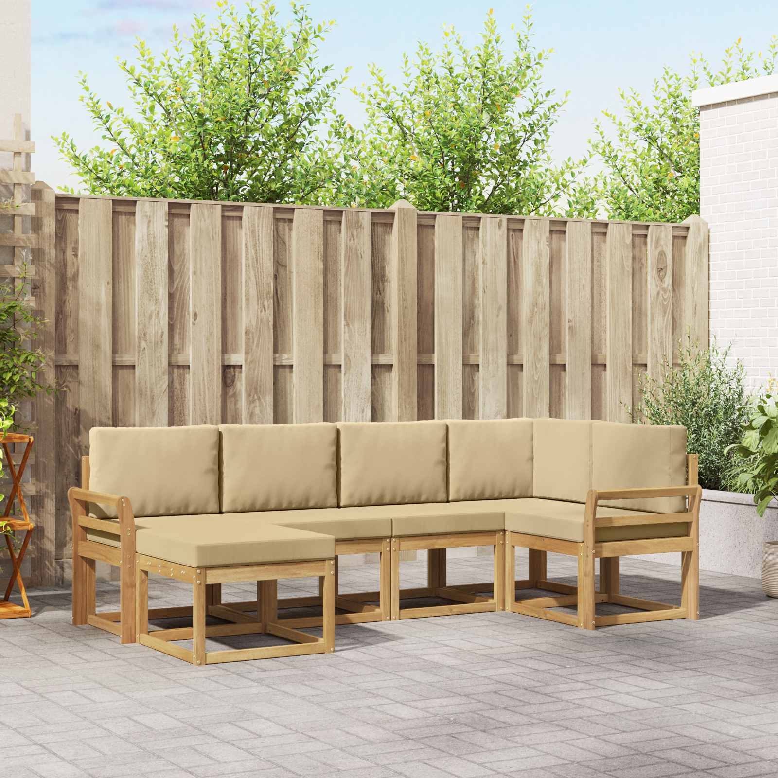 vidaXL Bankstel 6 pcs Naturel