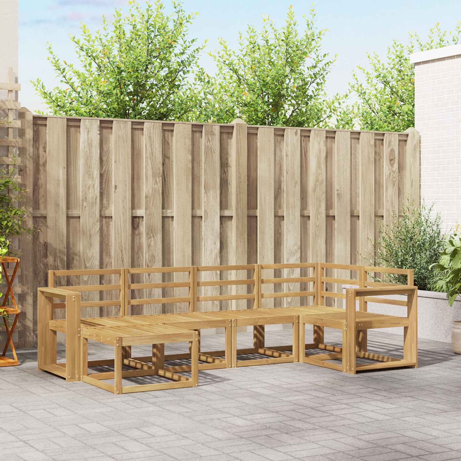 vidaXL Bankstel 6 pcs Naturel
