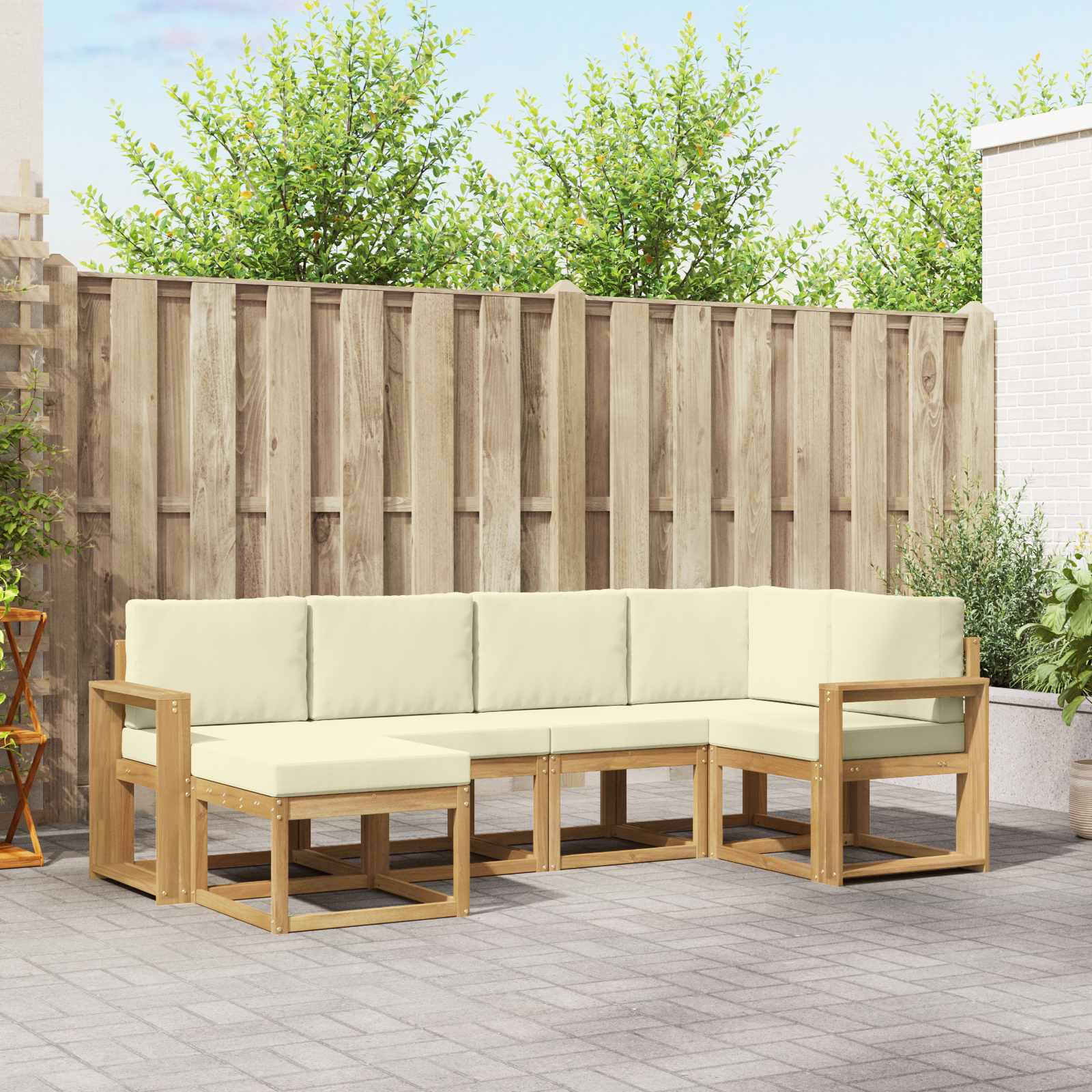 vidaXL Bankstel 6 pcs Naturel