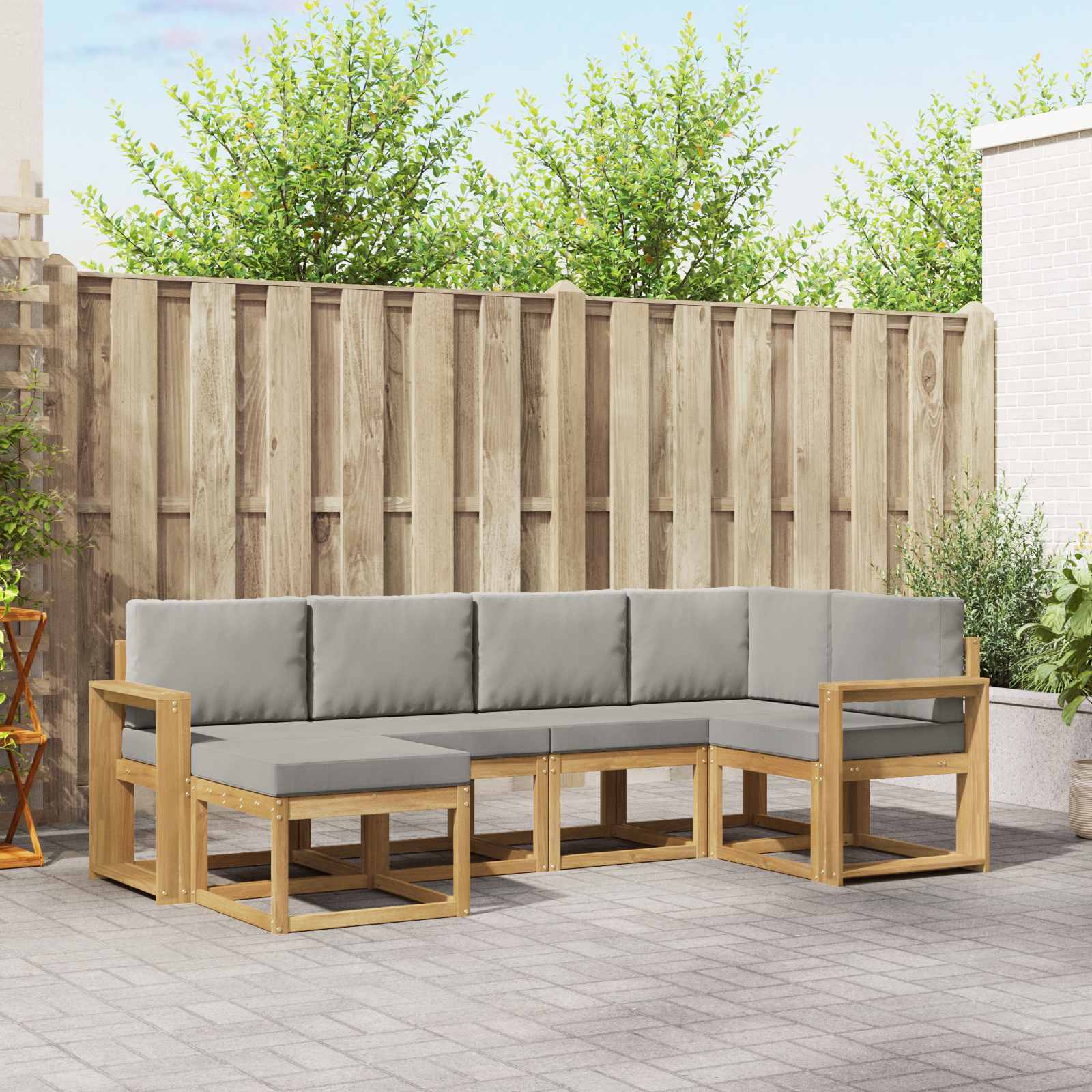 vidaXL Bankstel 6 pcs Naturel