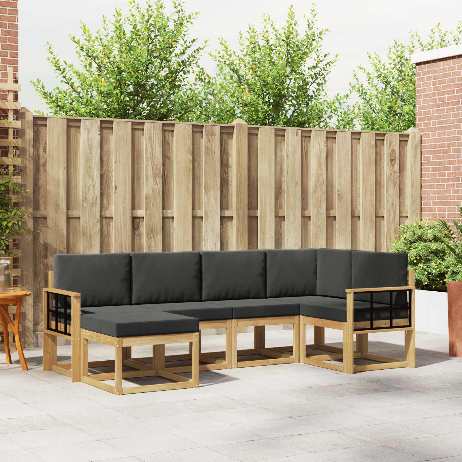 vidaXL Bankstel 6 pcs Naturel