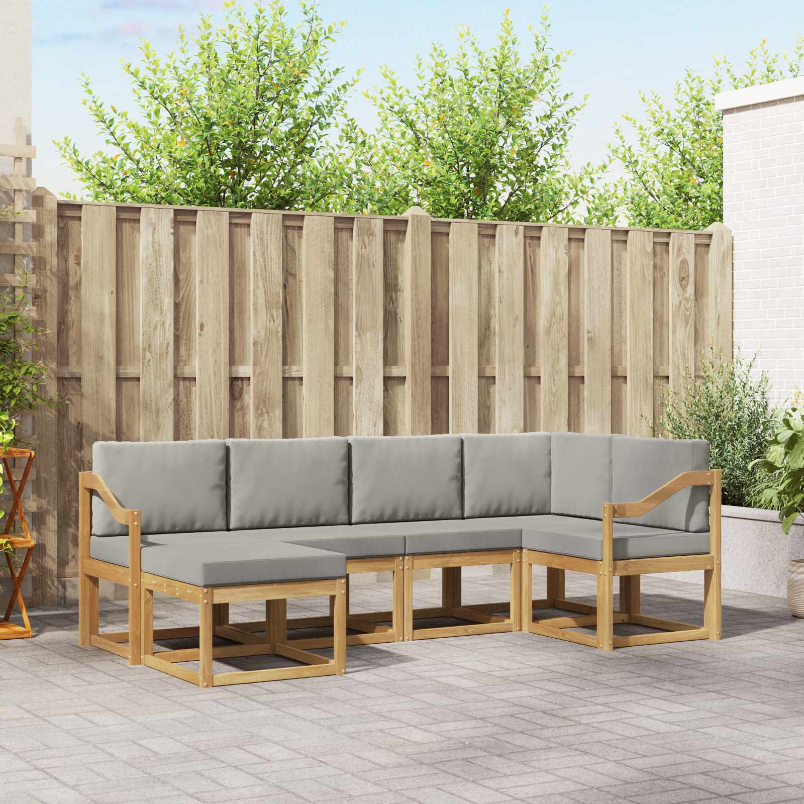 vidaXL Bankstel 6 pcs Naturel