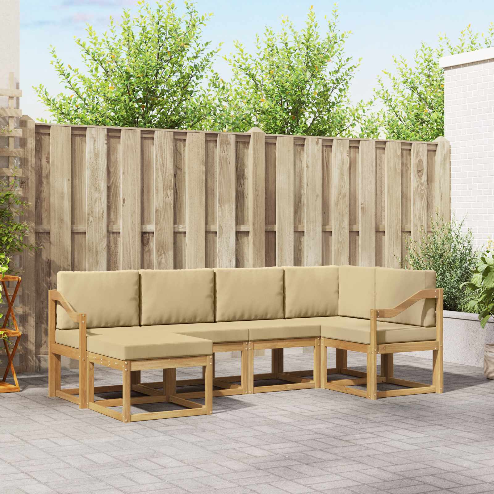 vidaXL Bankstel 6 pcs Naturel
