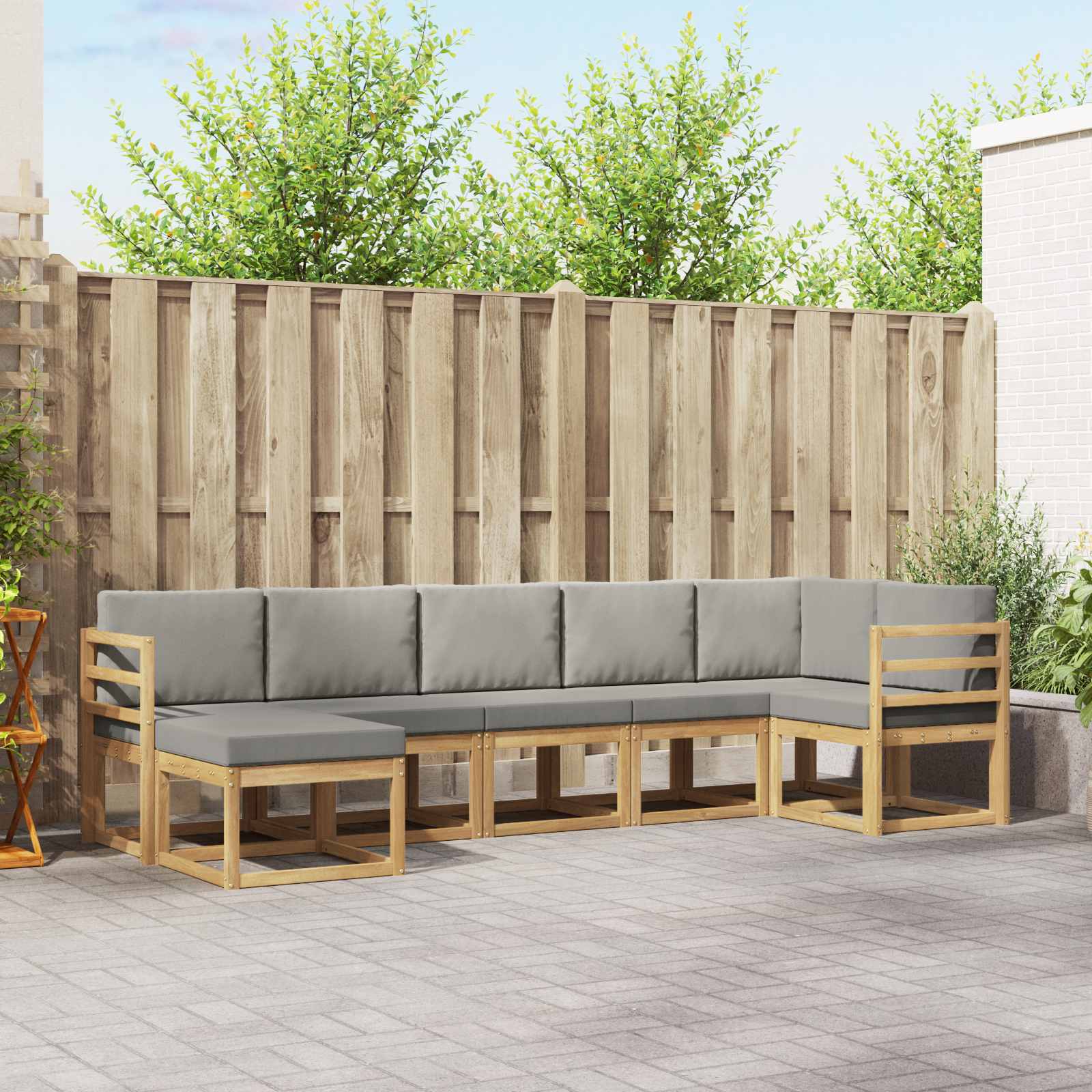 vidaXL Bankstel met kussen 7 pcs Natuurlijk en Crème