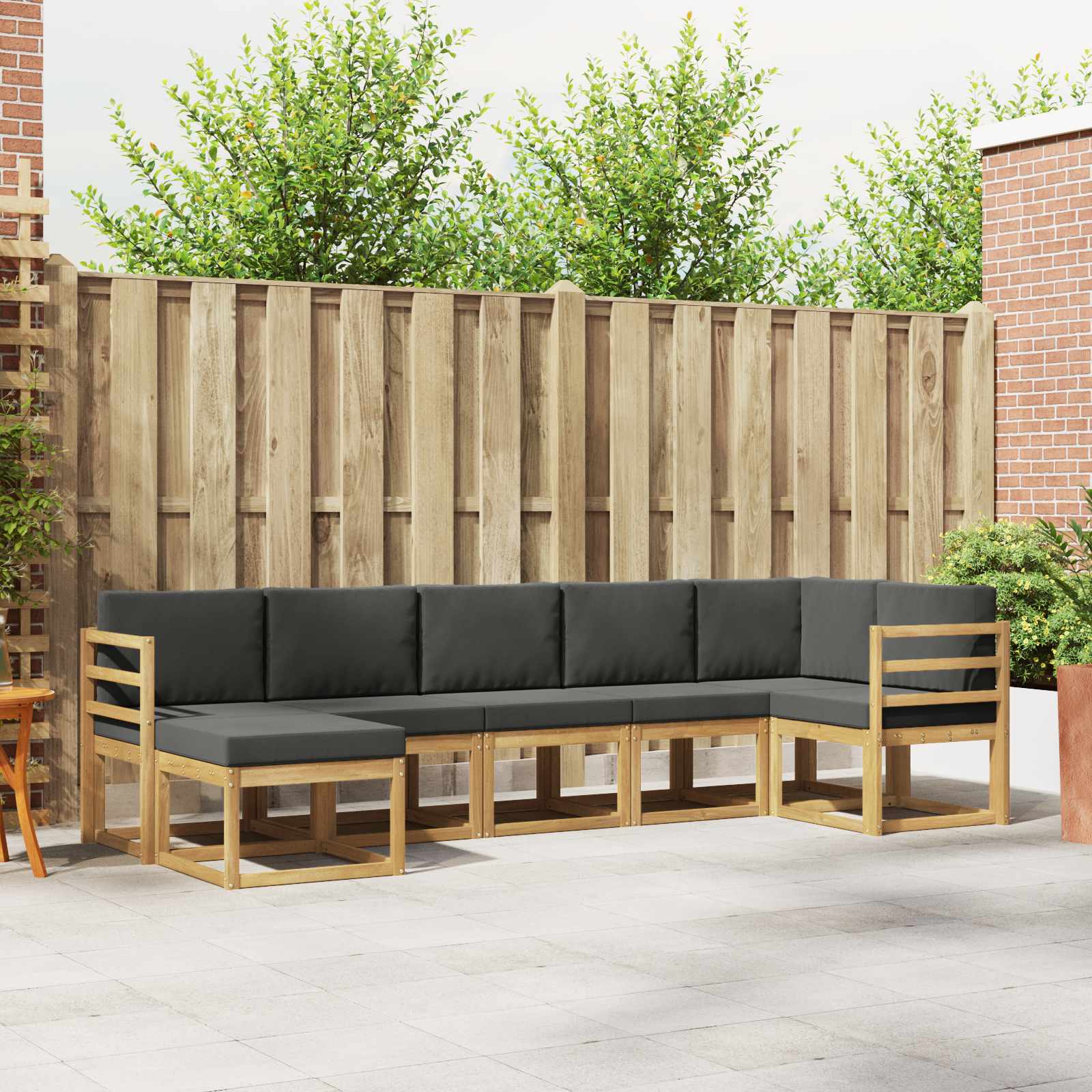 vidaXL Bankstel met kussen 7 pcs Natuurlijk en Crème