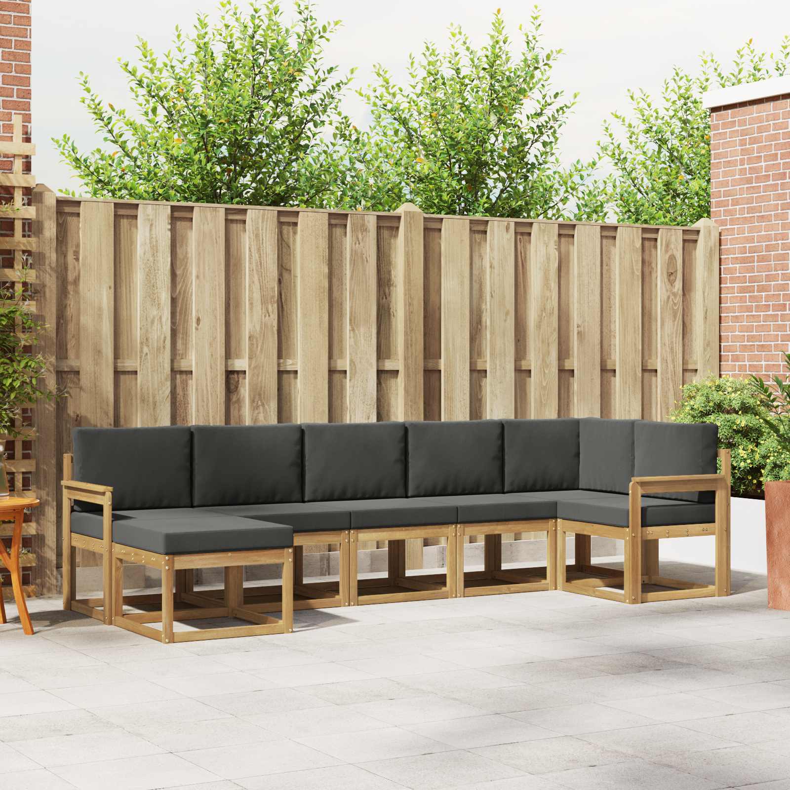 vidaXL Bankstel met kussen 7 pcs Natuurlijk en Crème