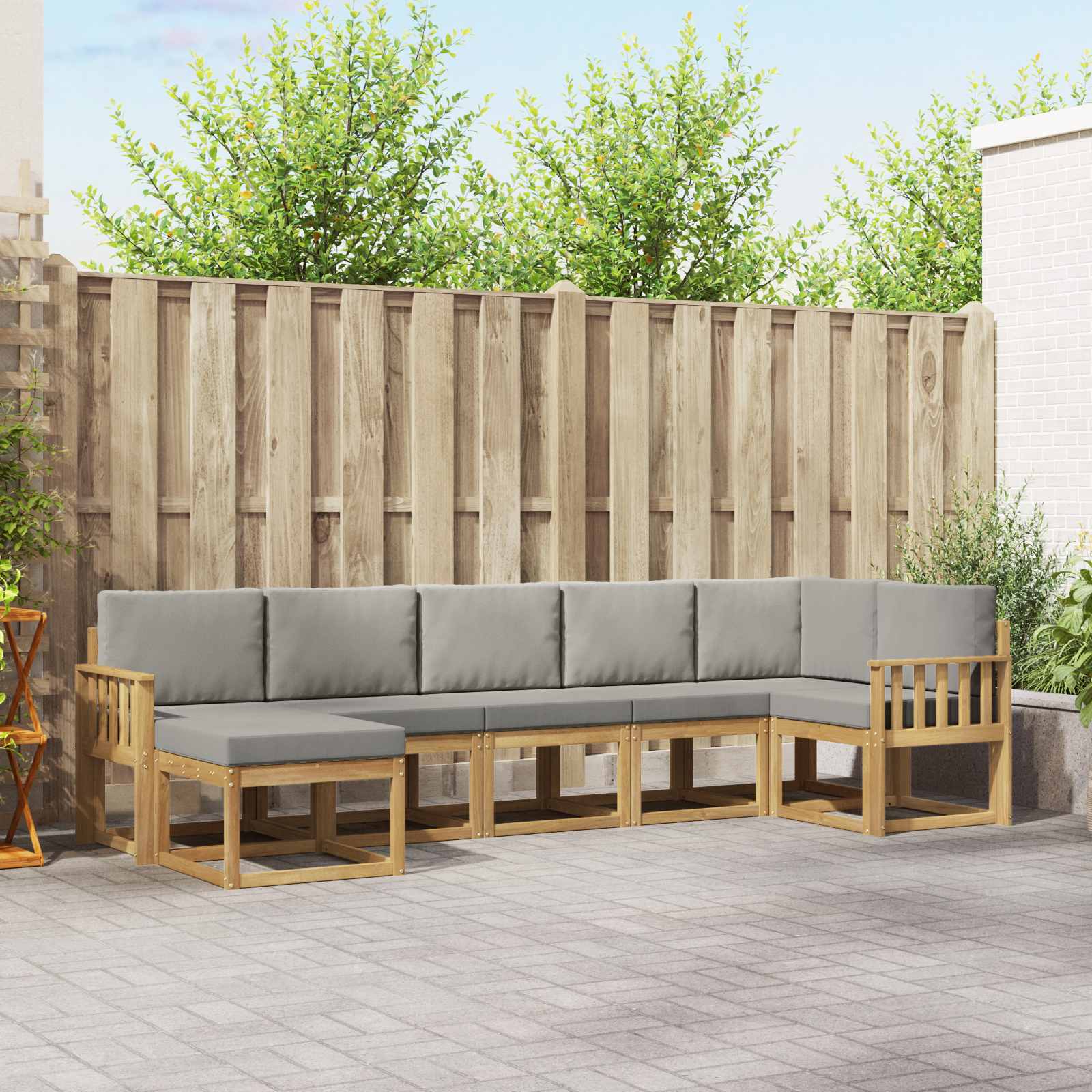 vidaXL Bankstel met kussen 7 pcs Natuurlijk en Crème