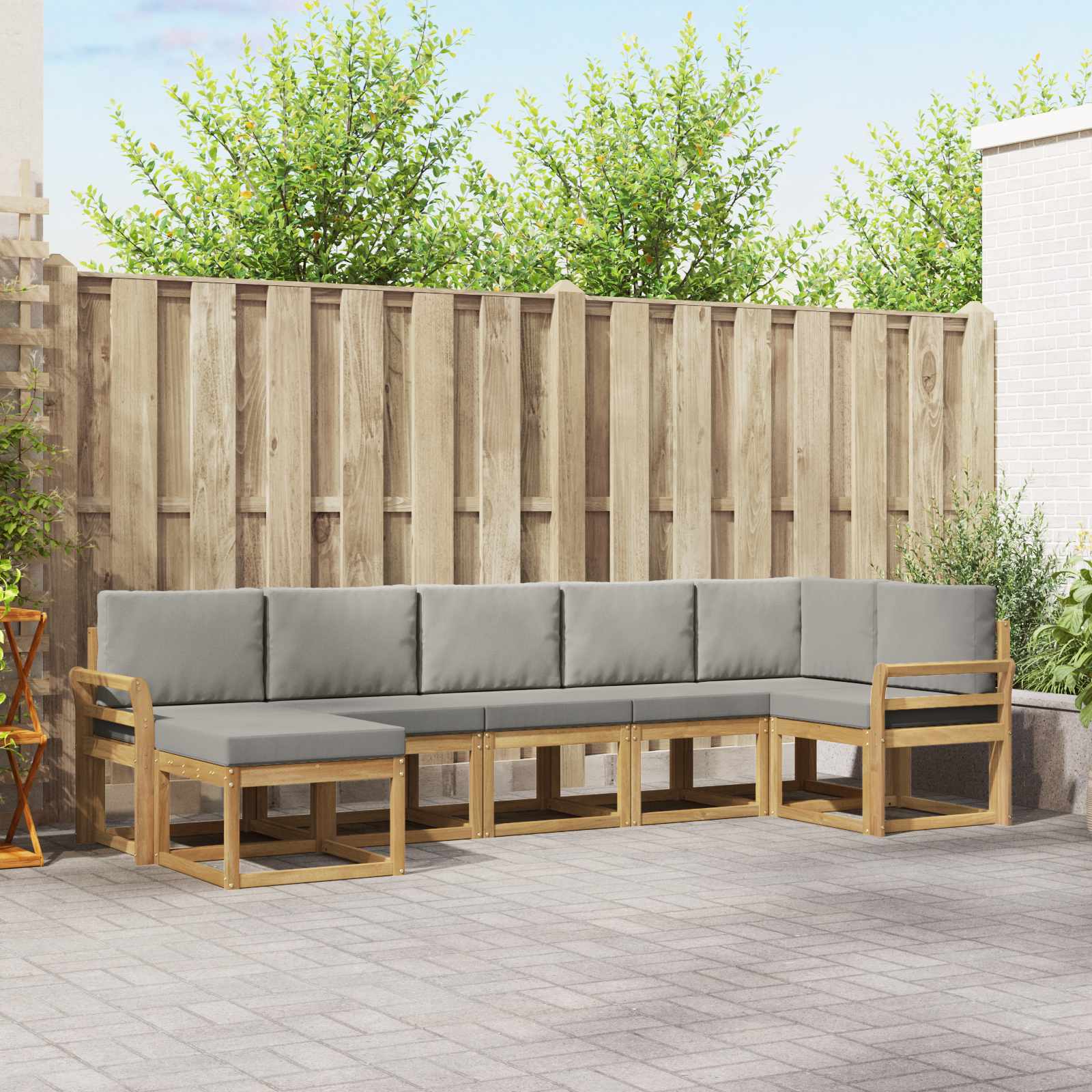 vidaXL Bankstel met kussen 7 pcs Natuurlijk en Crème