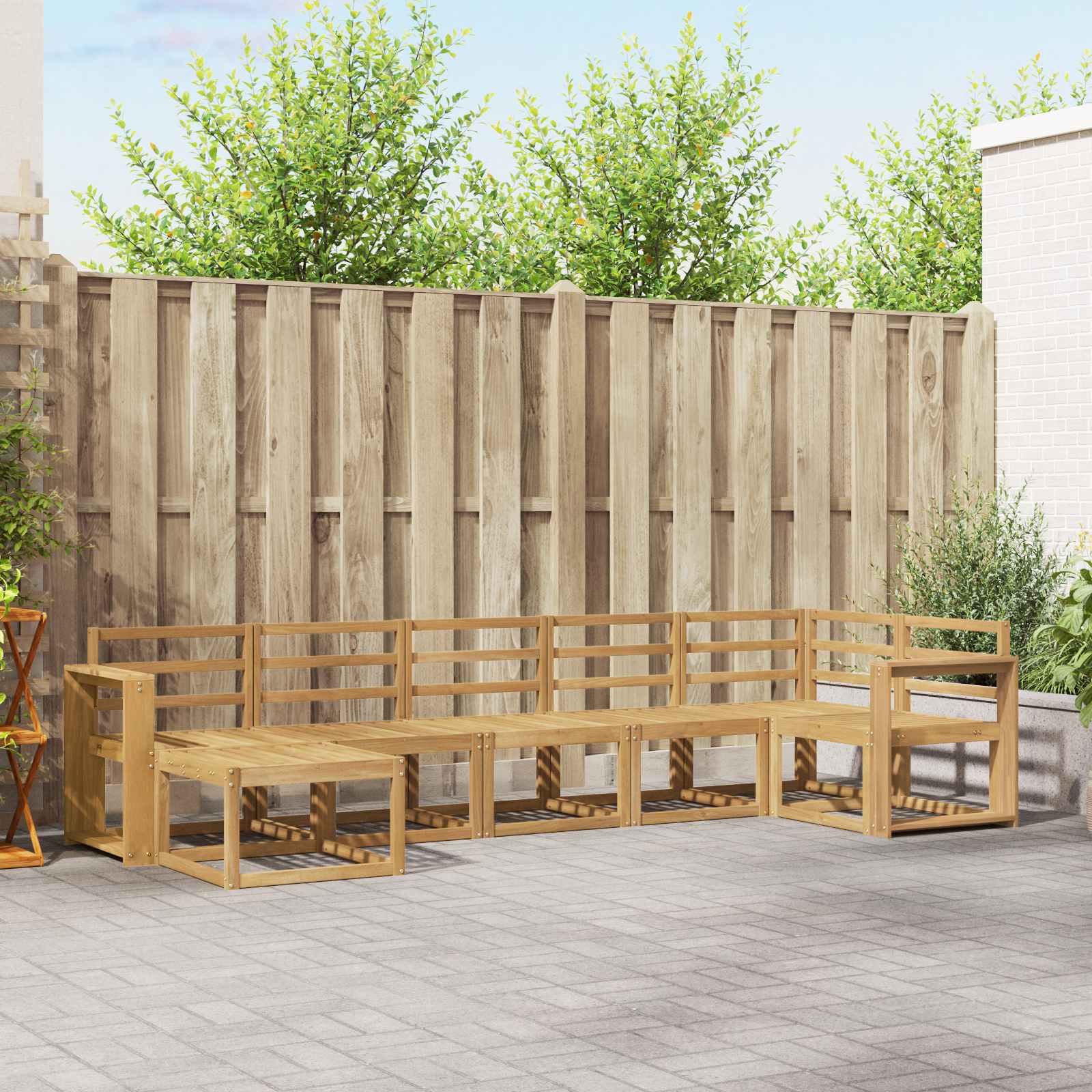 vidaXL Bankstel met kussen 7 pcs Natuurlijk en Crème