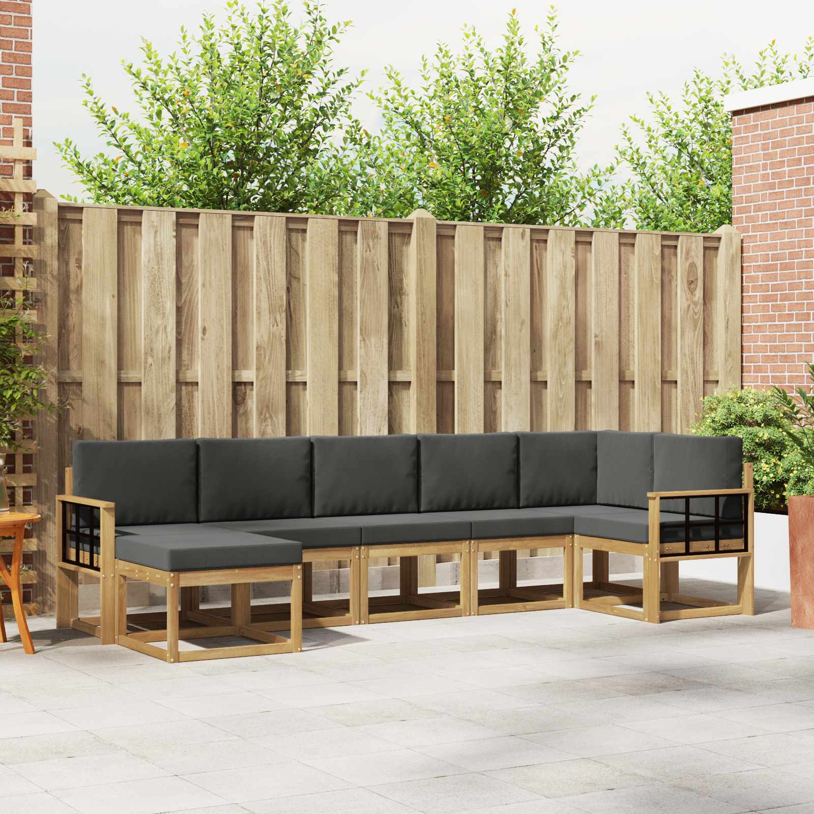 vidaXL Bankstel met kussen 7 pcs Natuurlijk en Crème