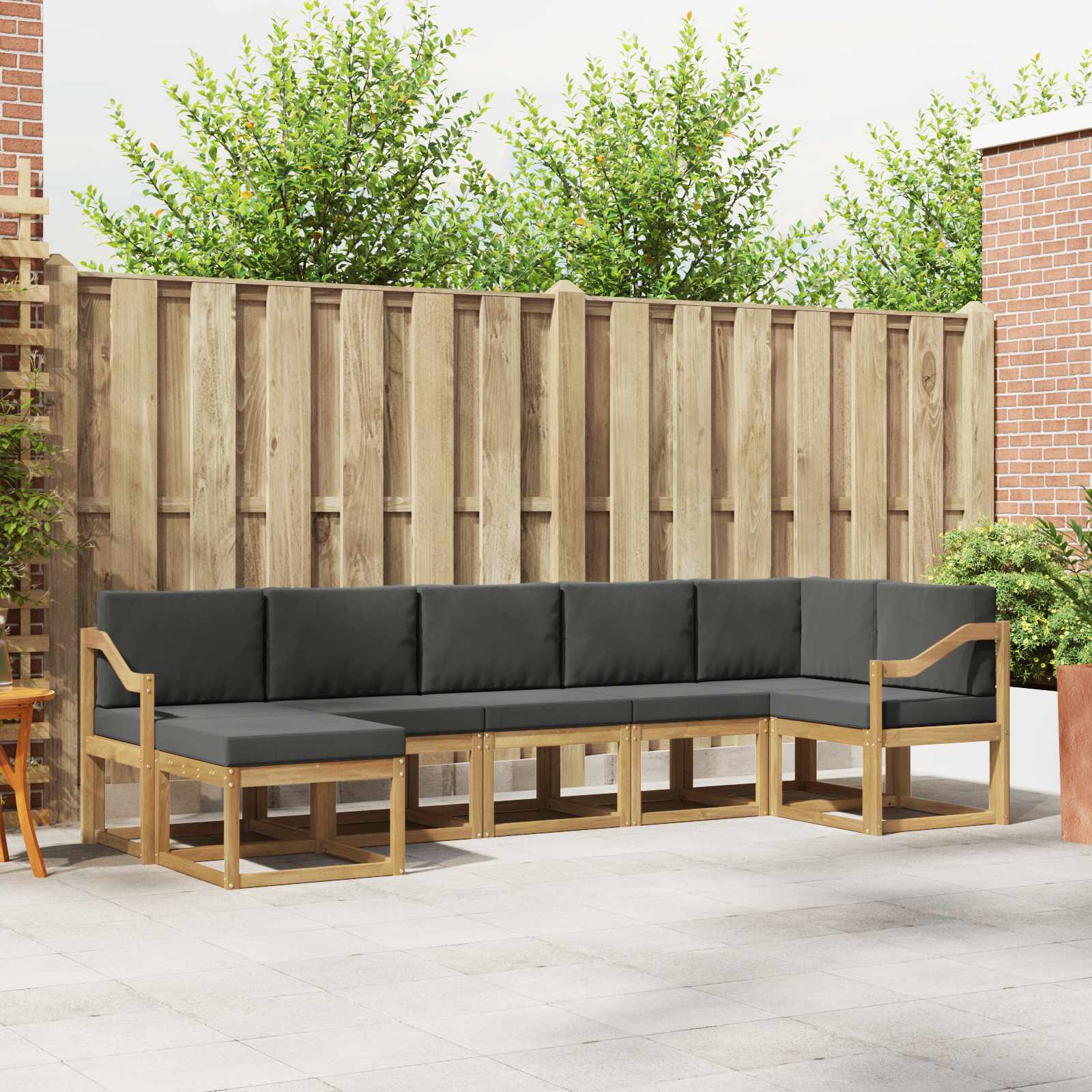 vidaXL Bankstel met kussen 7 pcs Natuurlijk en Crème